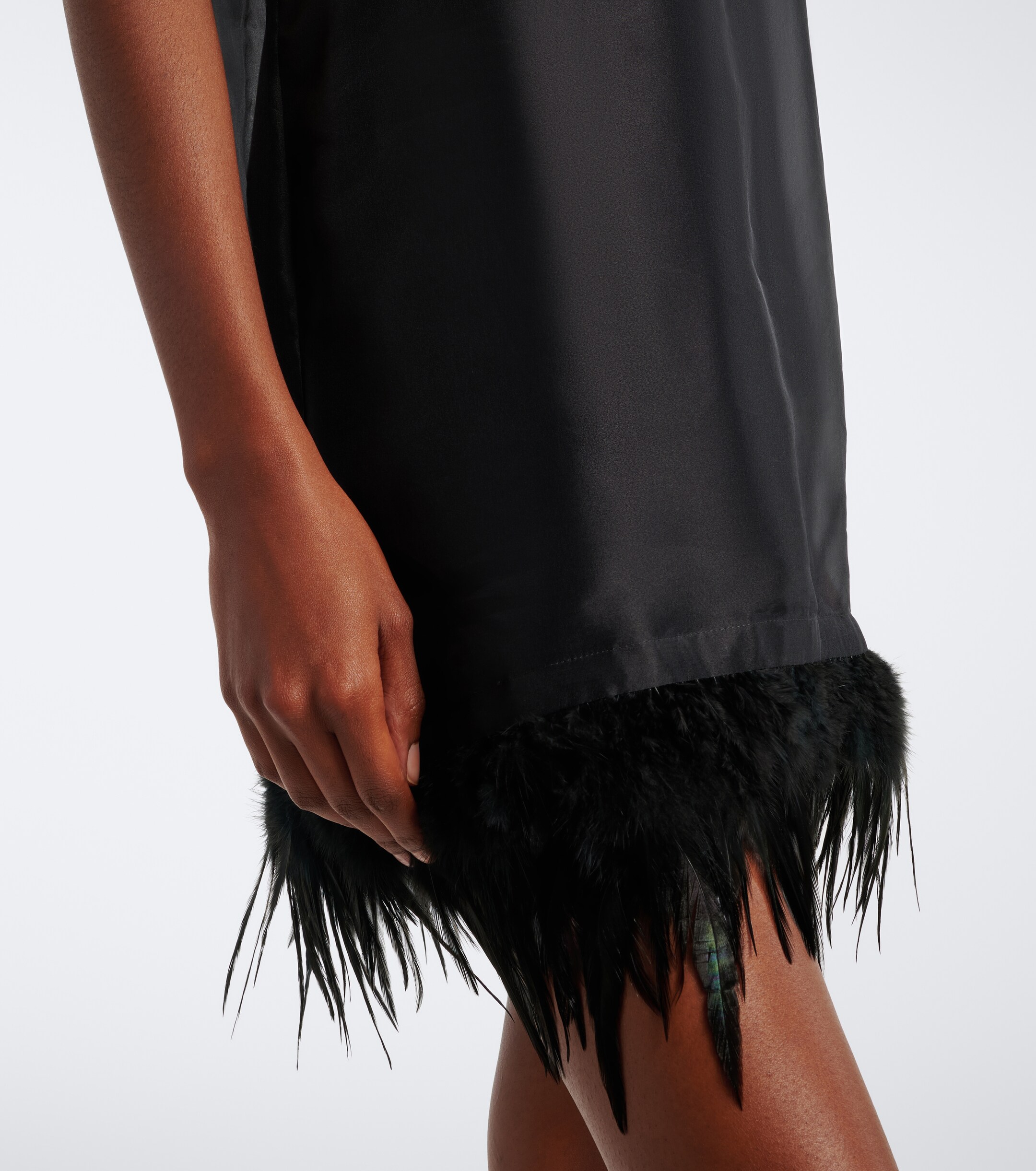 Staud Staud Albee feather-trimmed silk minidress