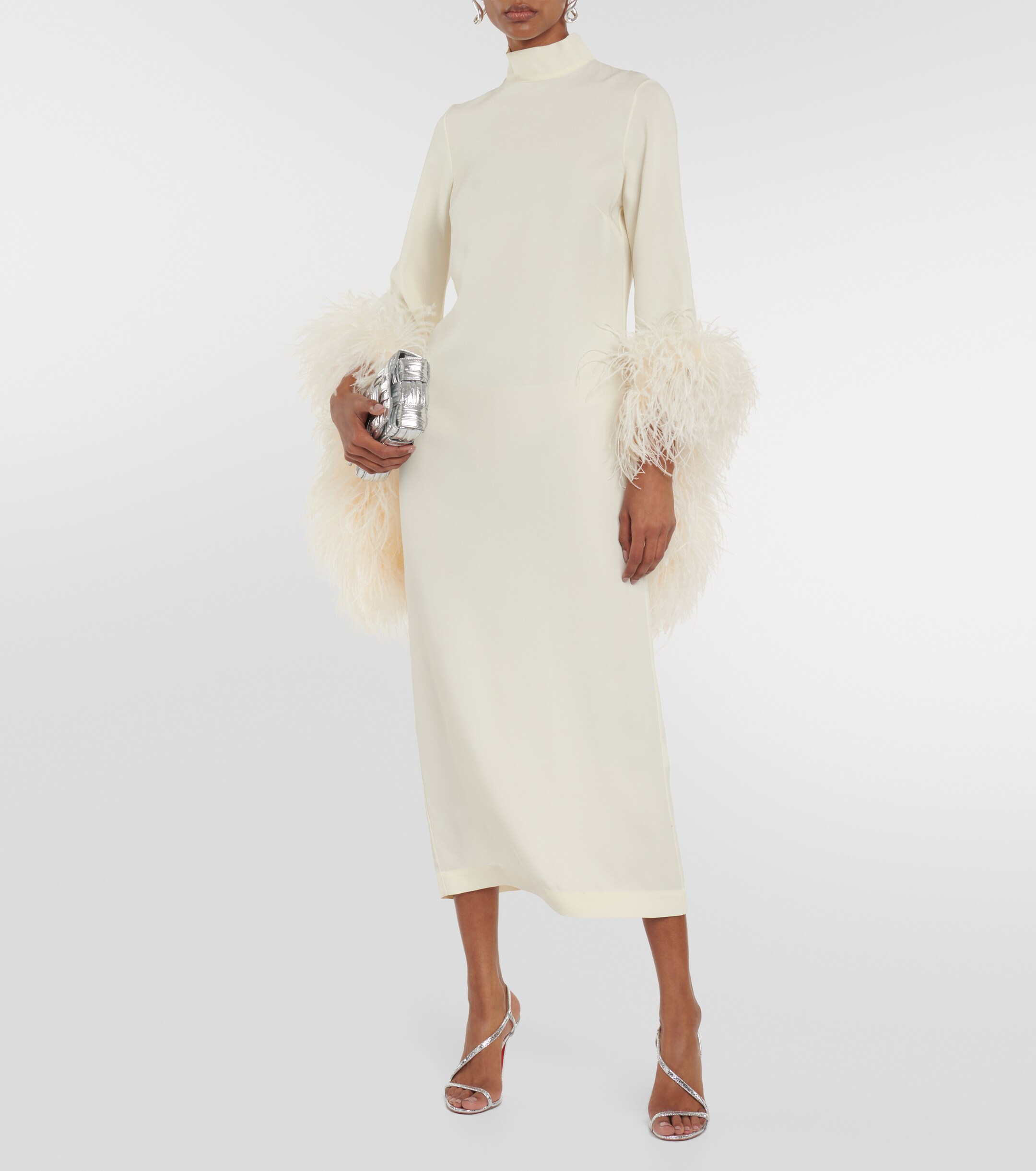 Taller Marmo Del Rio feather-trimmed midi dress