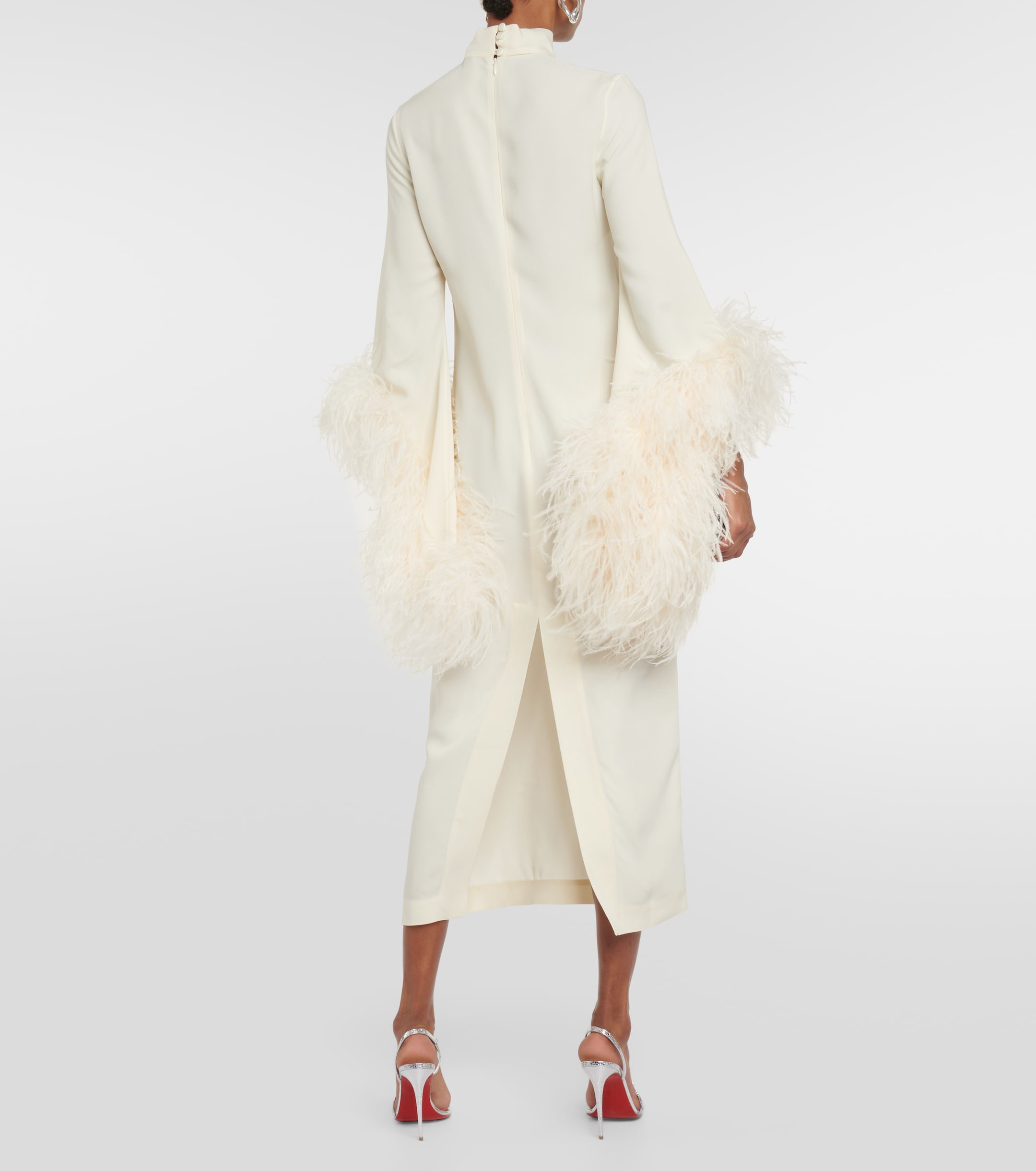 Taller Marmo Del Rio feather-trimmed midi dress