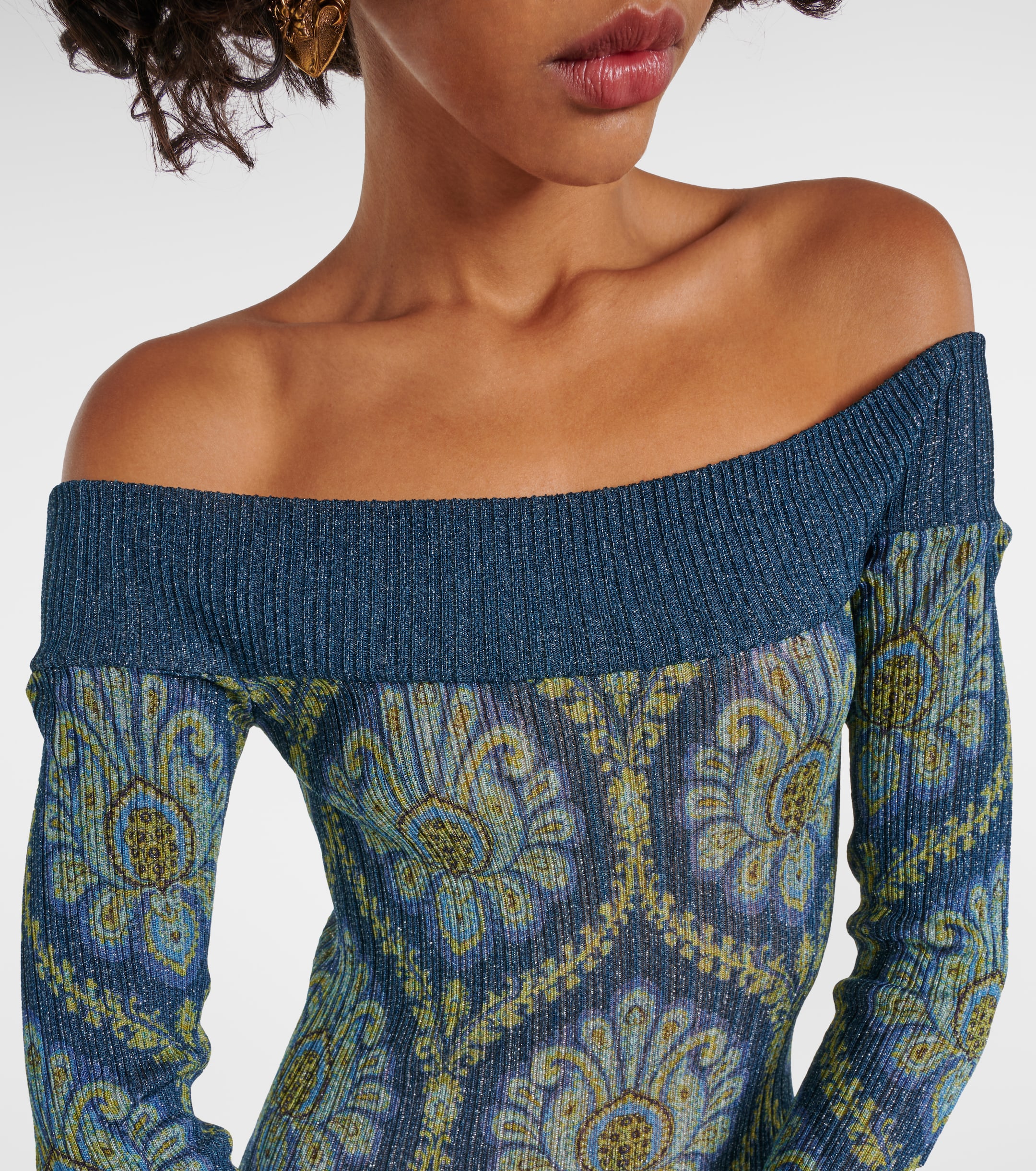 Etro Printed off-shoulder midi dress