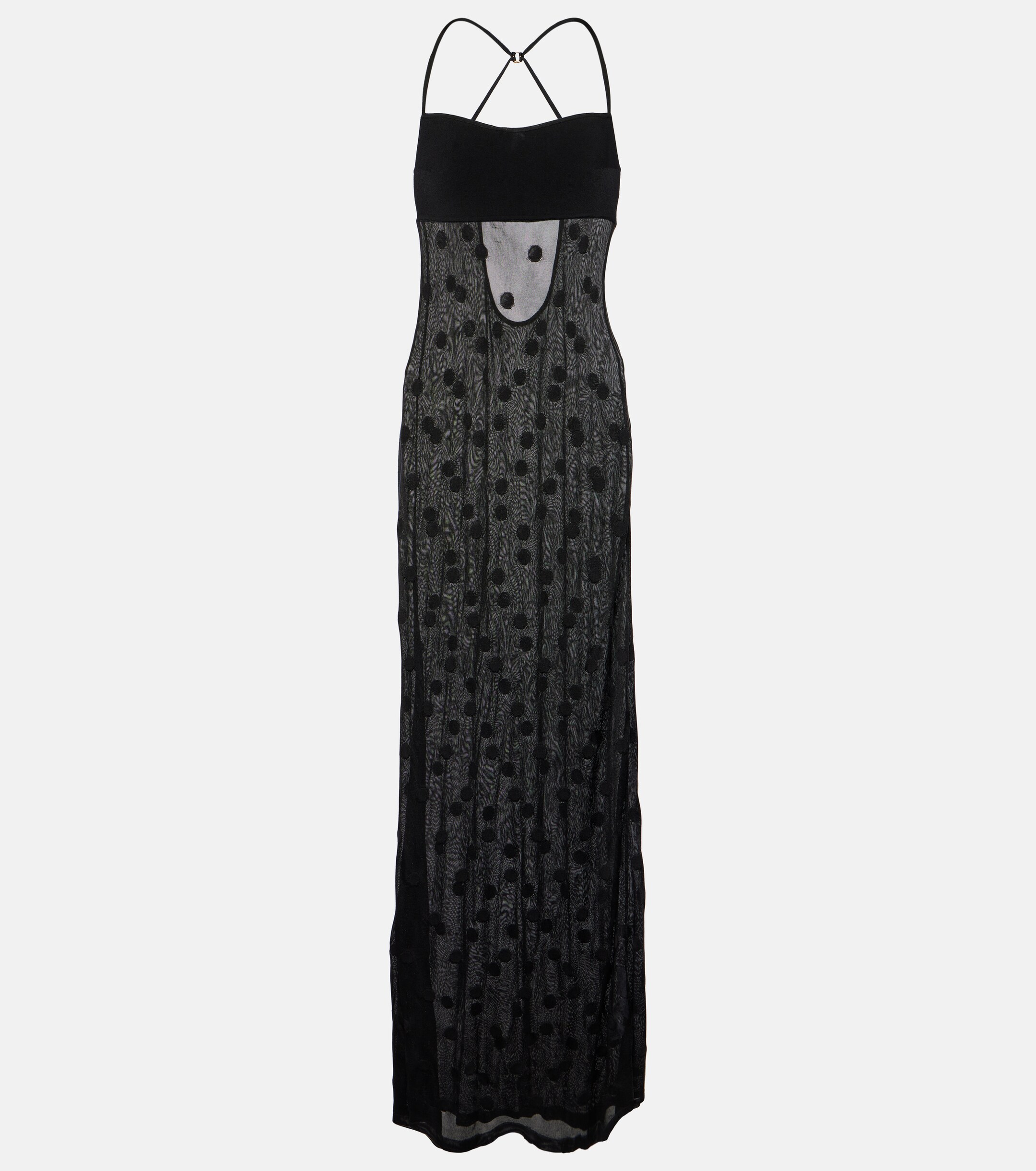 Jacquemus La Robe Maille Puntini polka-dot mesh gown