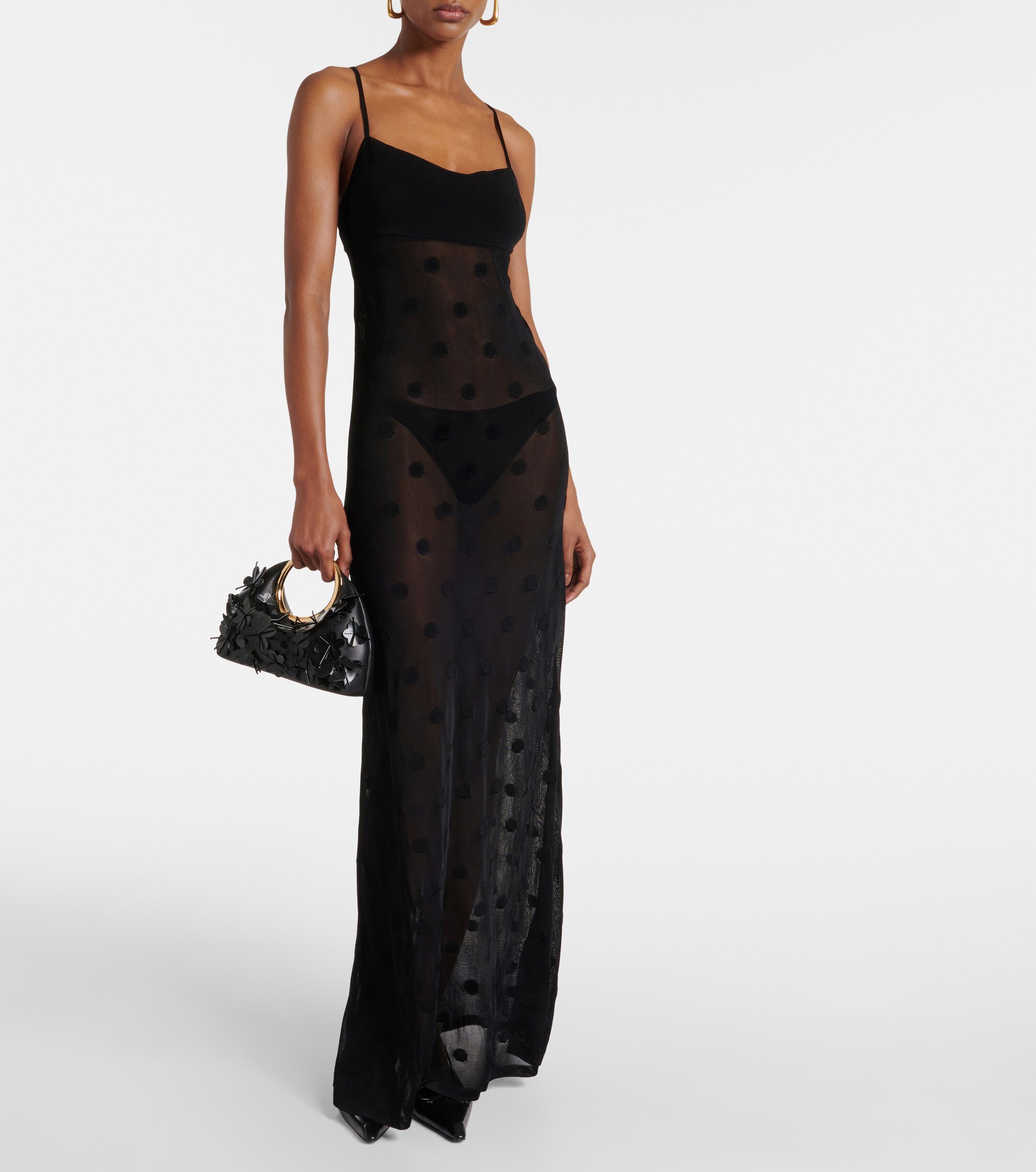 Jacquemus La Robe Maille Puntini polka-dot mesh gown