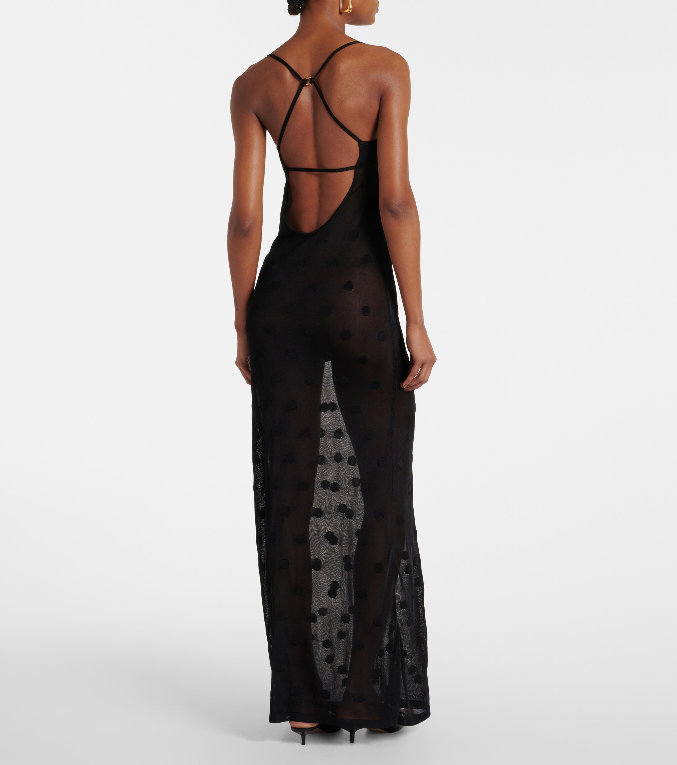 Jacquemus La Robe Maille Puntini polka-dot mesh gown