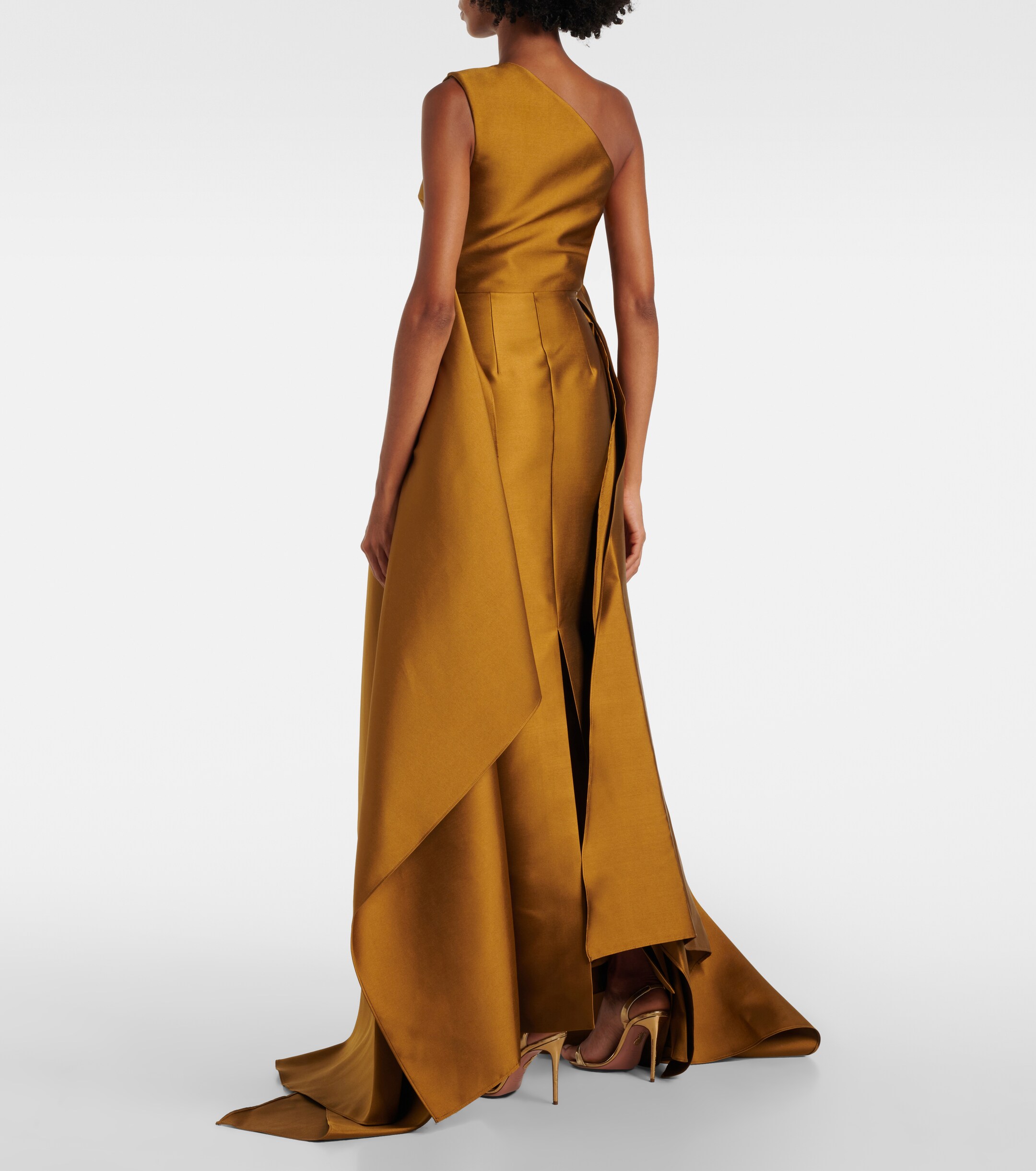 Solace London Charo one-shoulder twill gown