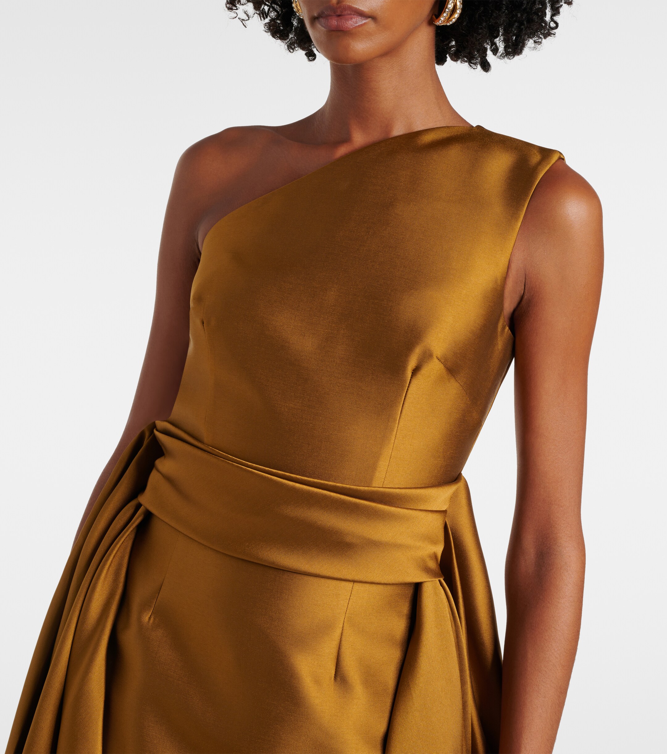 Solace London Charo one-shoulder twill gown