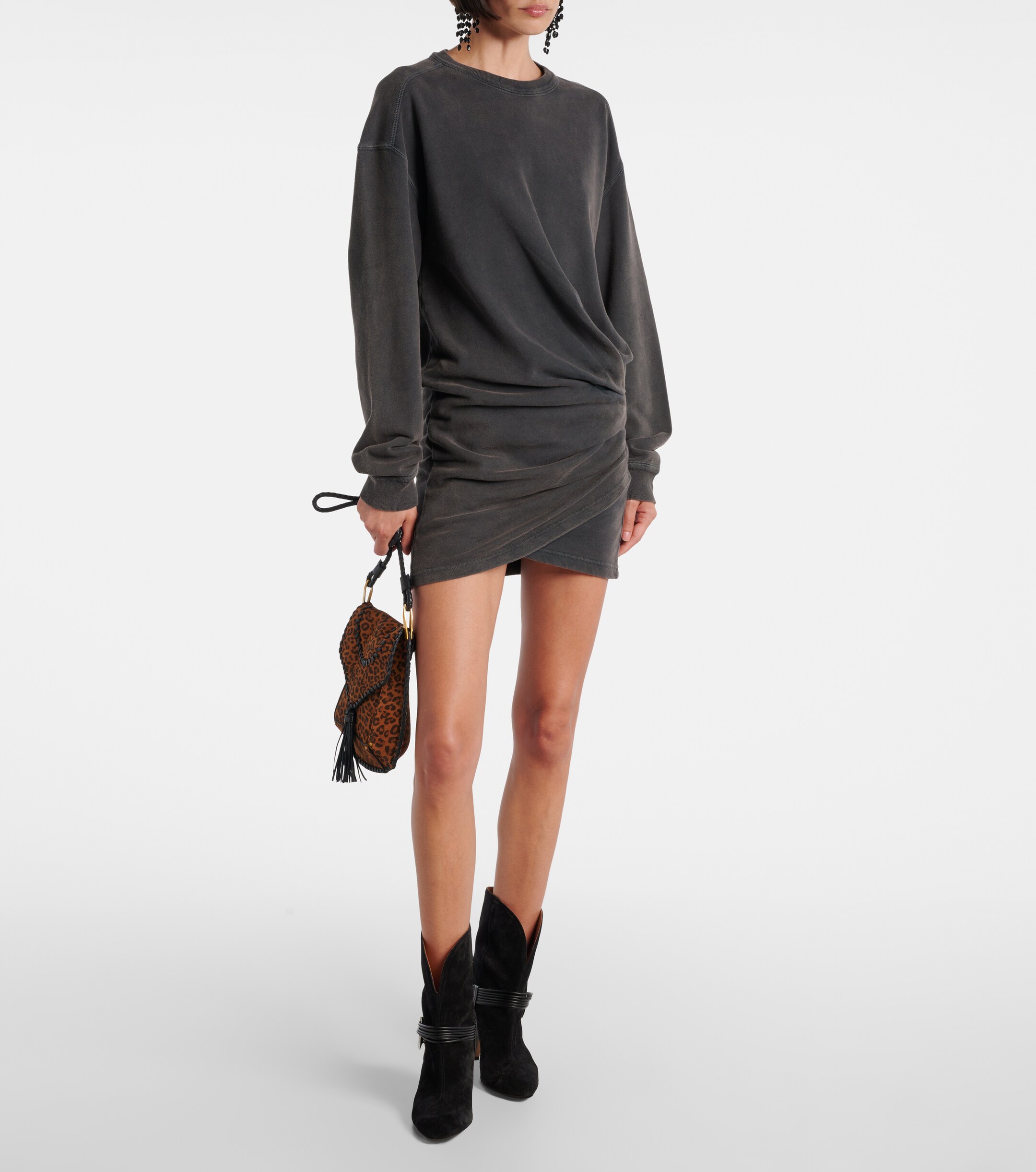 Marant Étoile Pipper gathered cotton sweatshirt dress