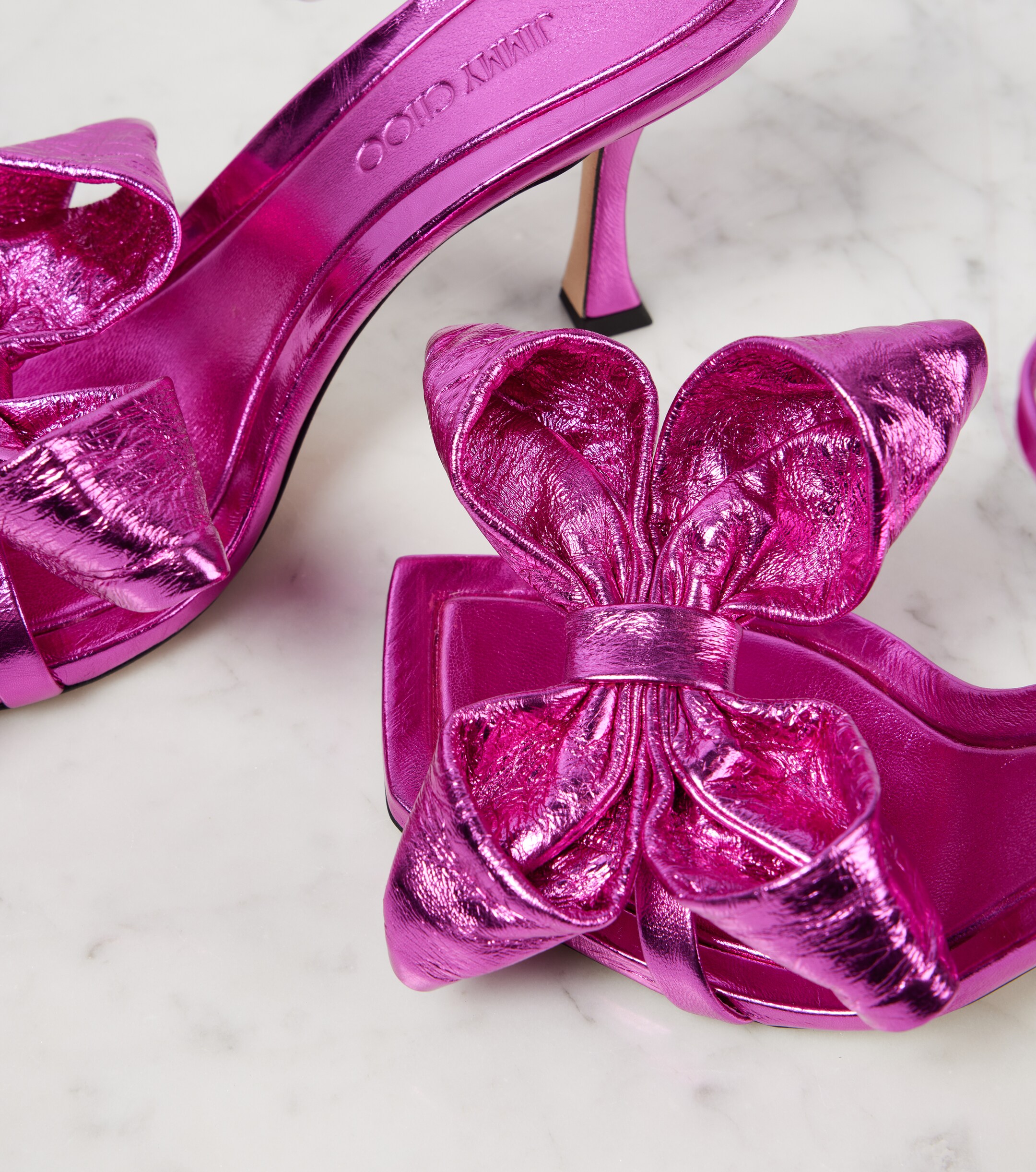 JIMMY CHOO - Staz 90 metallic leather sandals | Plush
