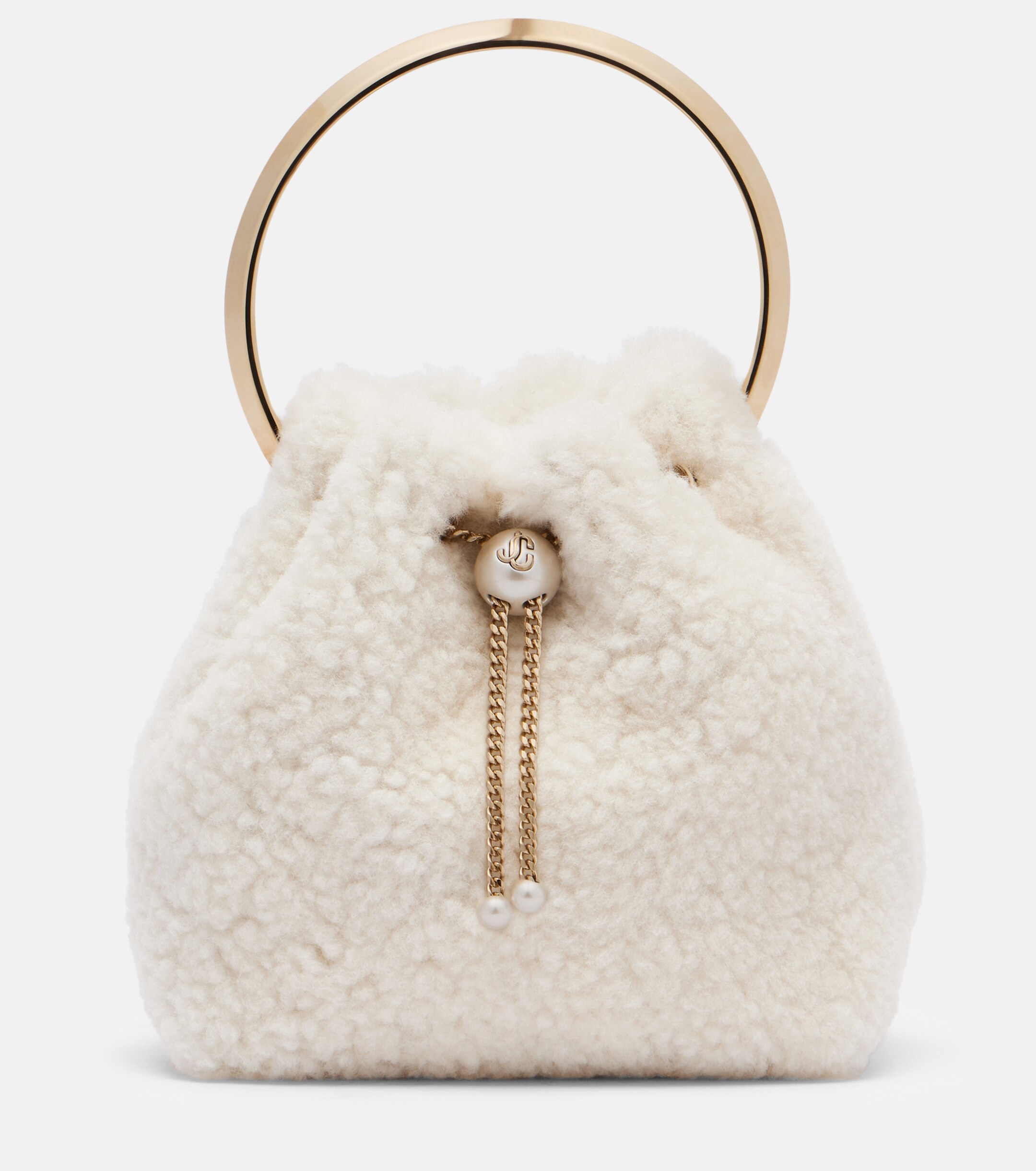 JIMMY CHOO Bon Bon shearling bucket bag