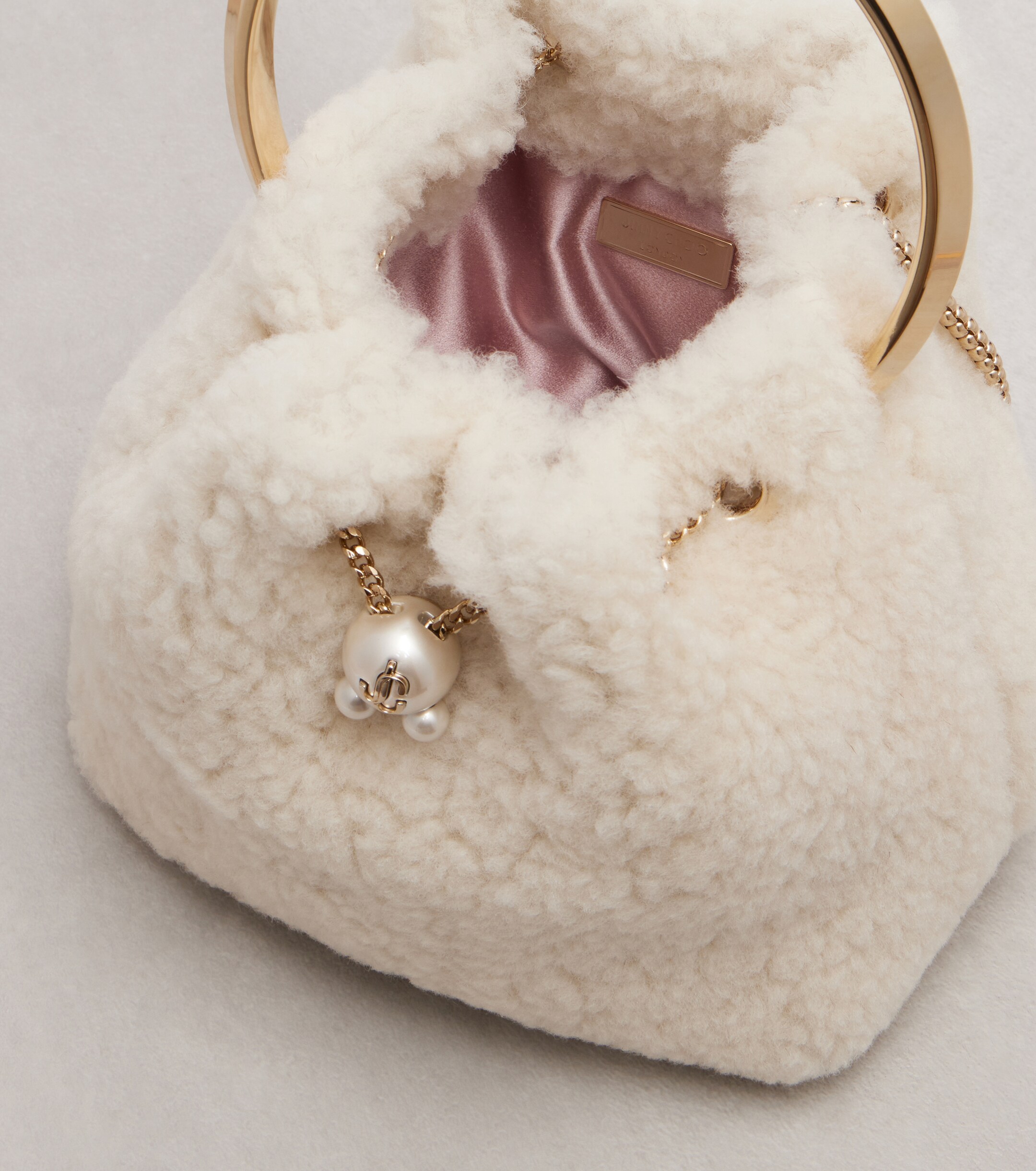 JIMMY CHOO Bon Bon shearling bucket bag
