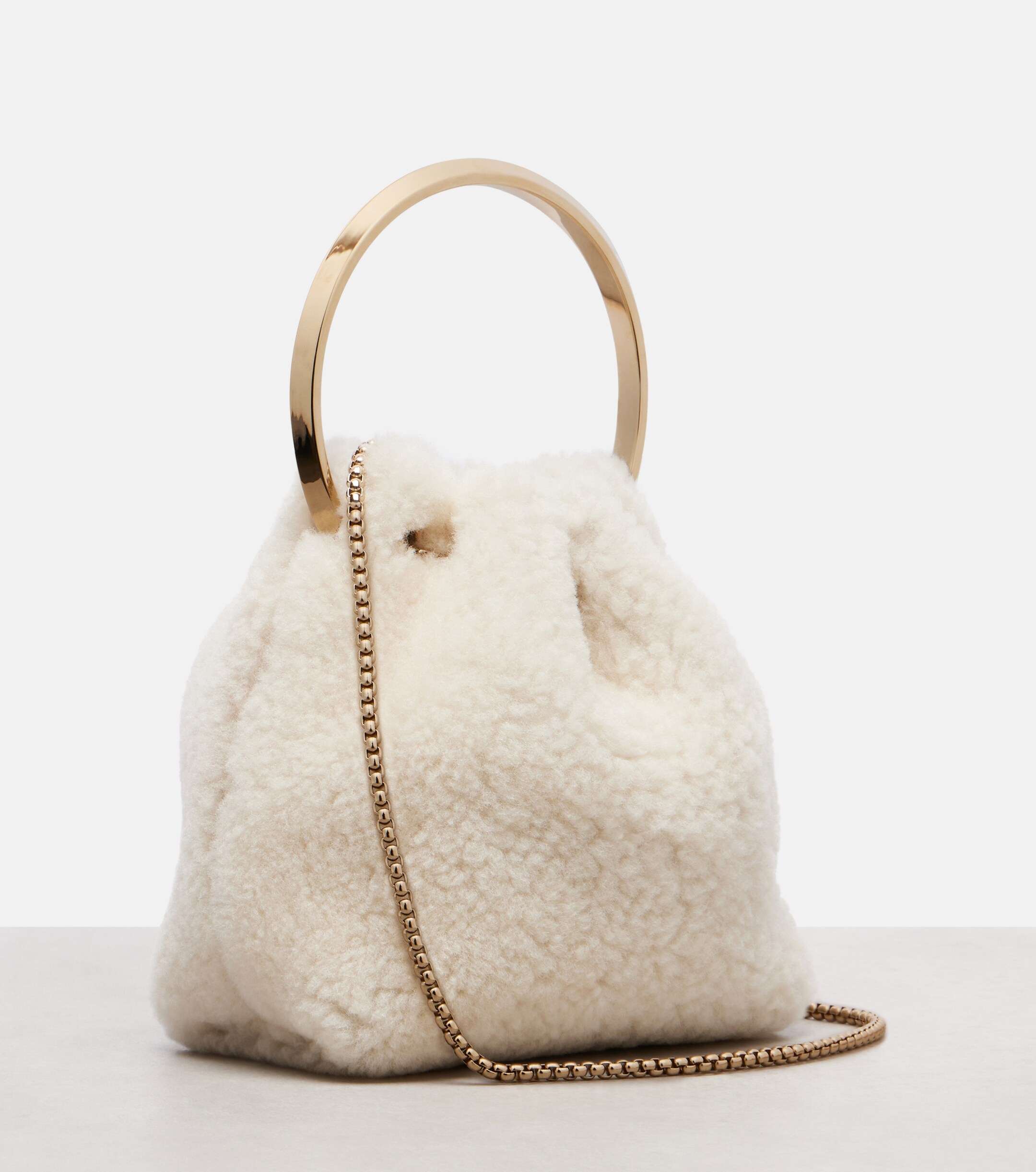 JIMMY CHOO Bon Bon shearling bucket bag