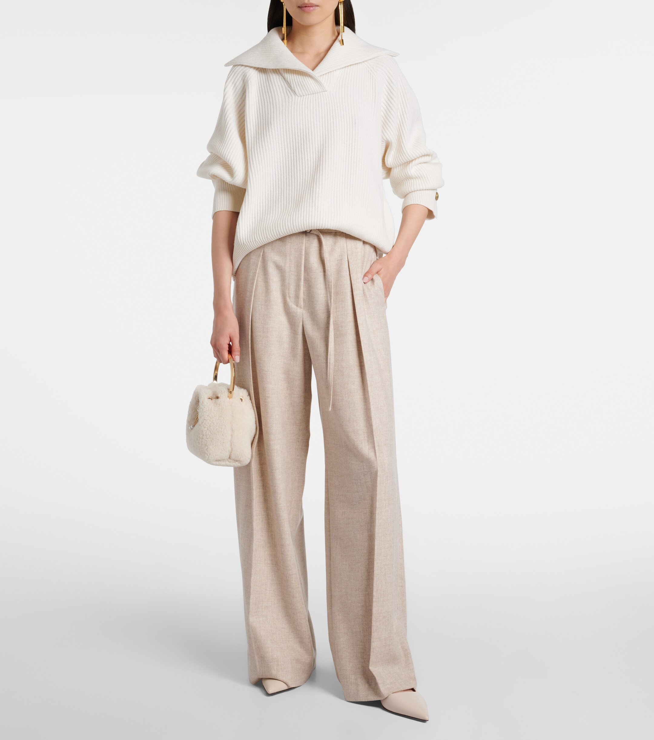 JIMMY CHOO Bon Bon shearling bucket bag
