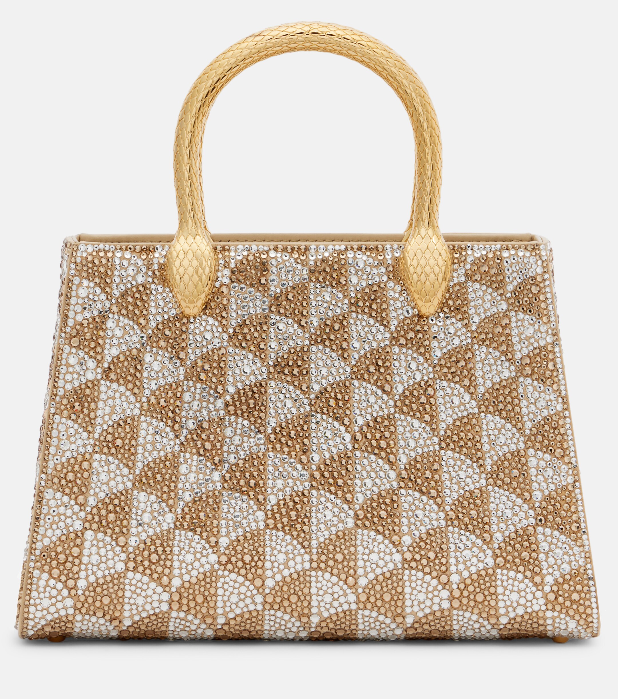 Bvlgari Serpentine Duo Small embellished suede top-handle bag