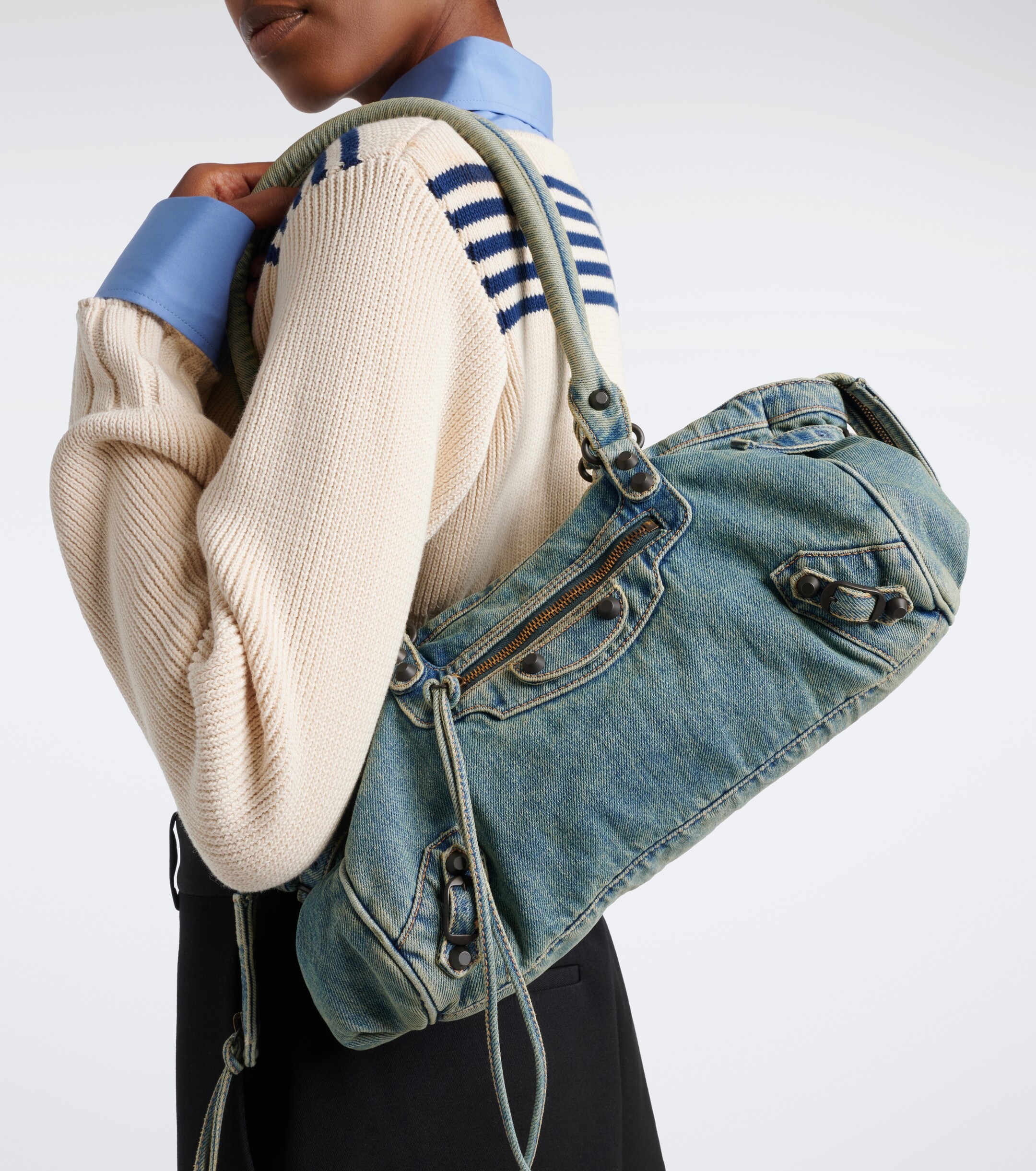 Balenciaga Le City East-West denim shoulder bag