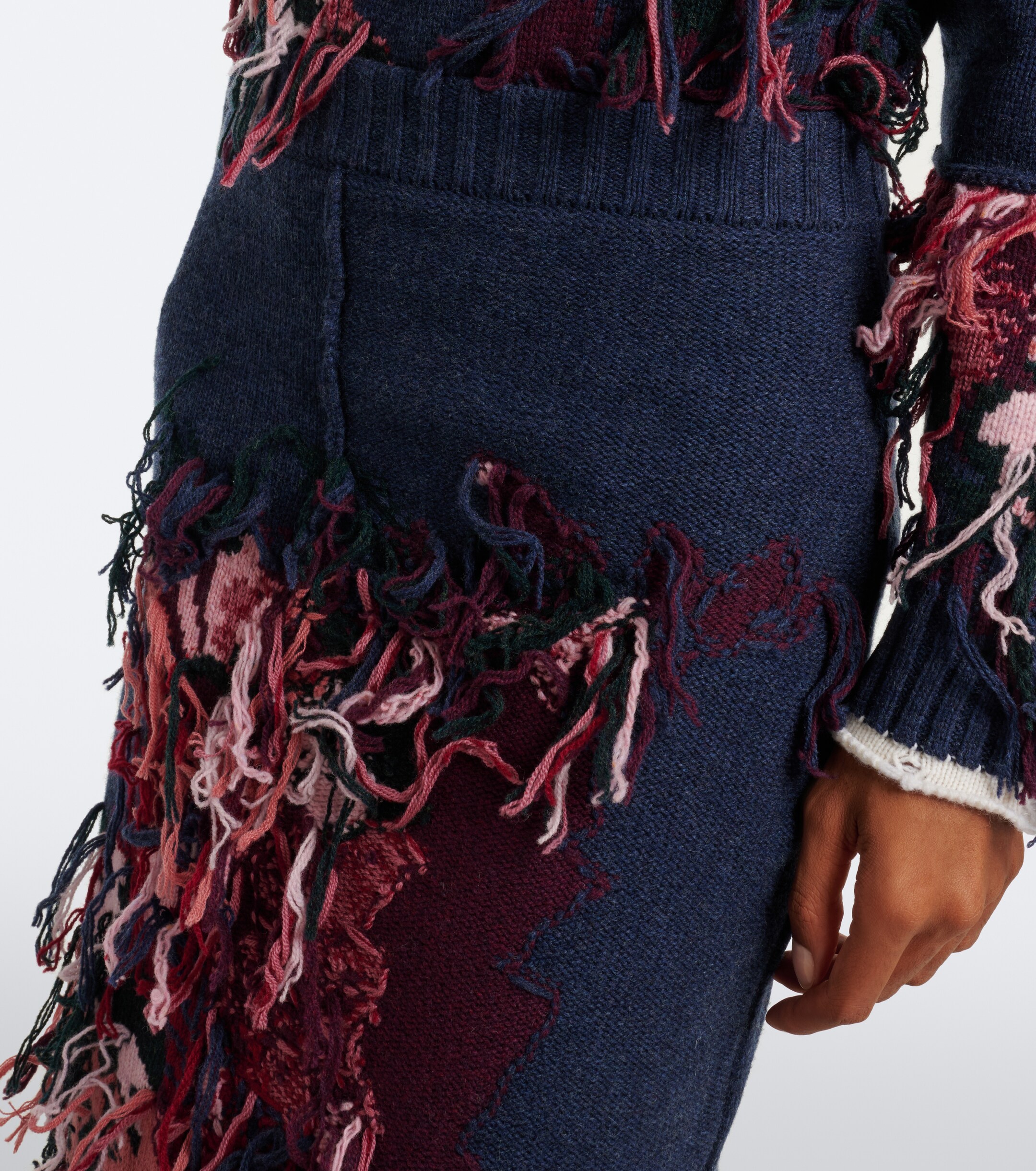 Erdem Erdem Fringed intarsia wool midi skirt
