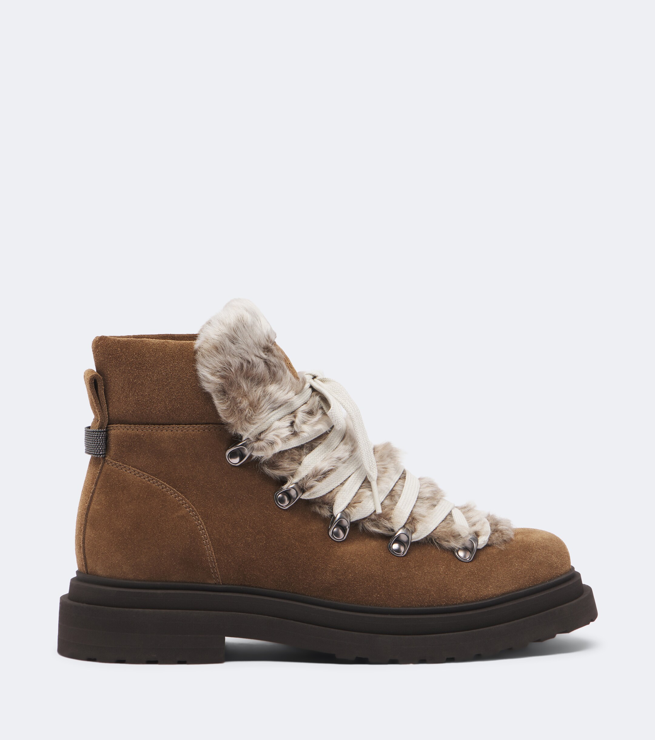 Brunello Cucinelli Brunello Cucinelli Monili shearling-trimmed suede lace-up boots