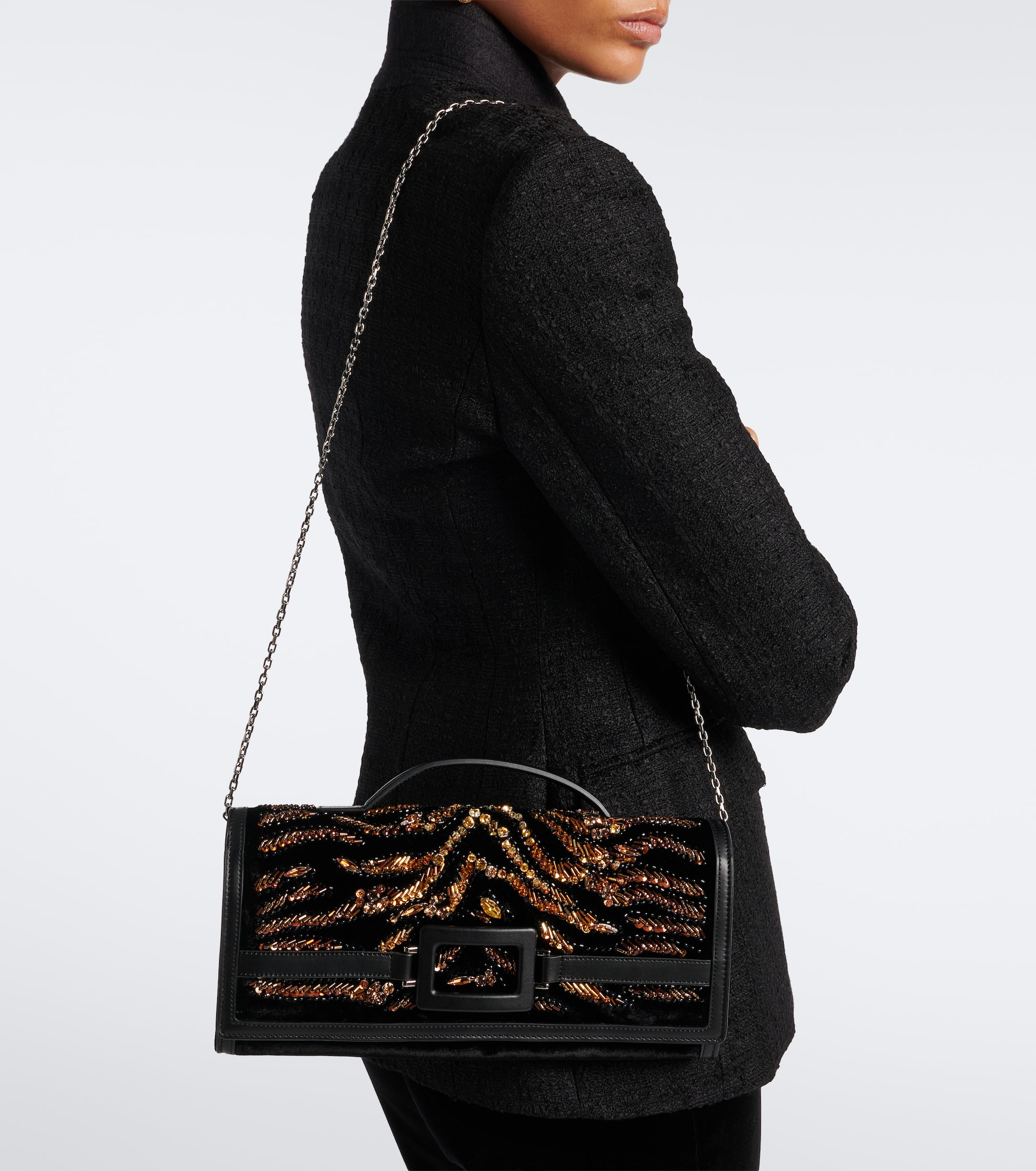 ROGER VIVIER Roger Vivier Belle Vivier embellished velvet clutch