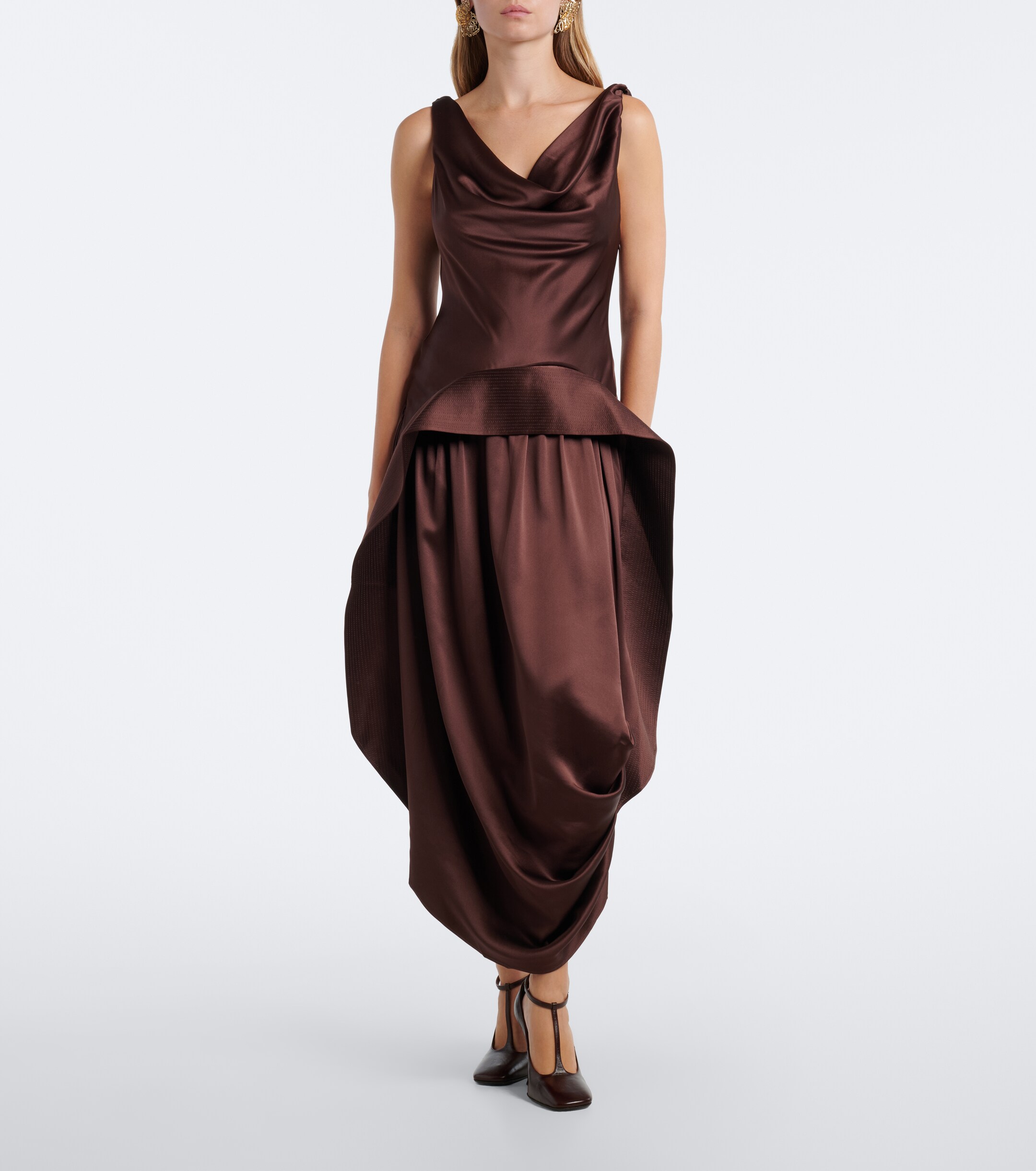 Xu Zhi Xu Zhi Asymmetric silk satin midi dress