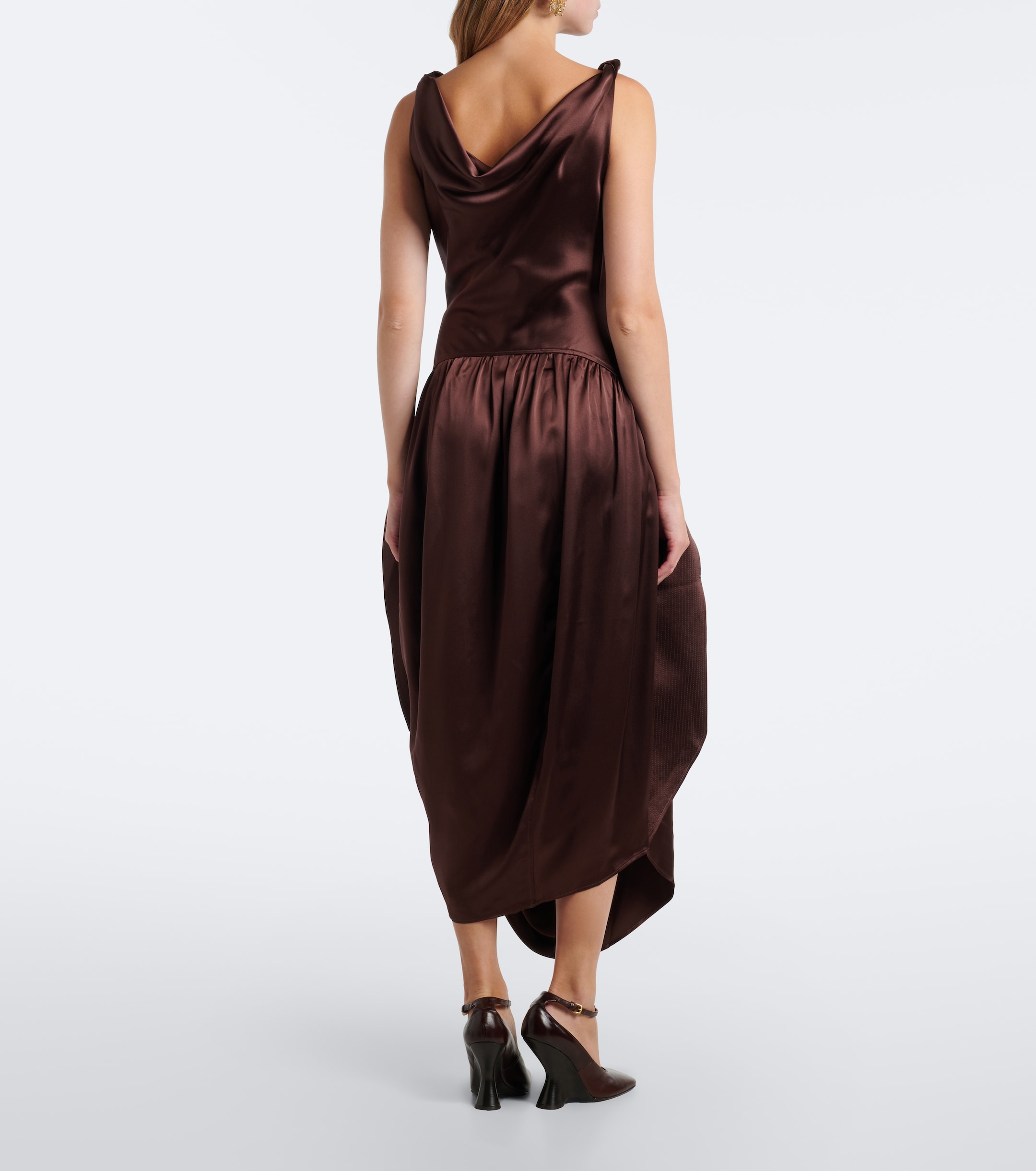 Xu Zhi Xu Zhi Asymmetric silk satin midi dress