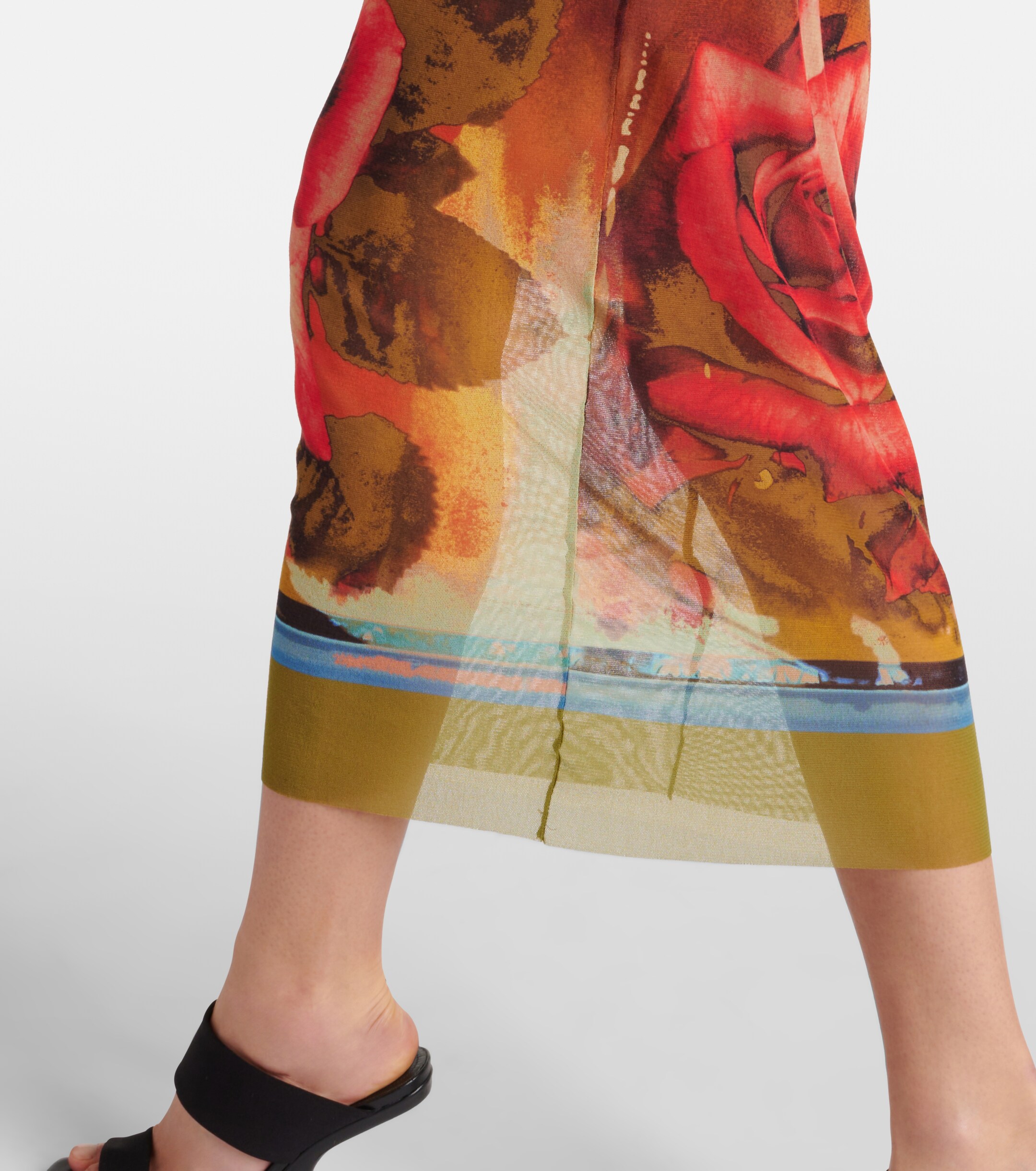 Jean Paul Gaultier Floral semi-sheer midi dress