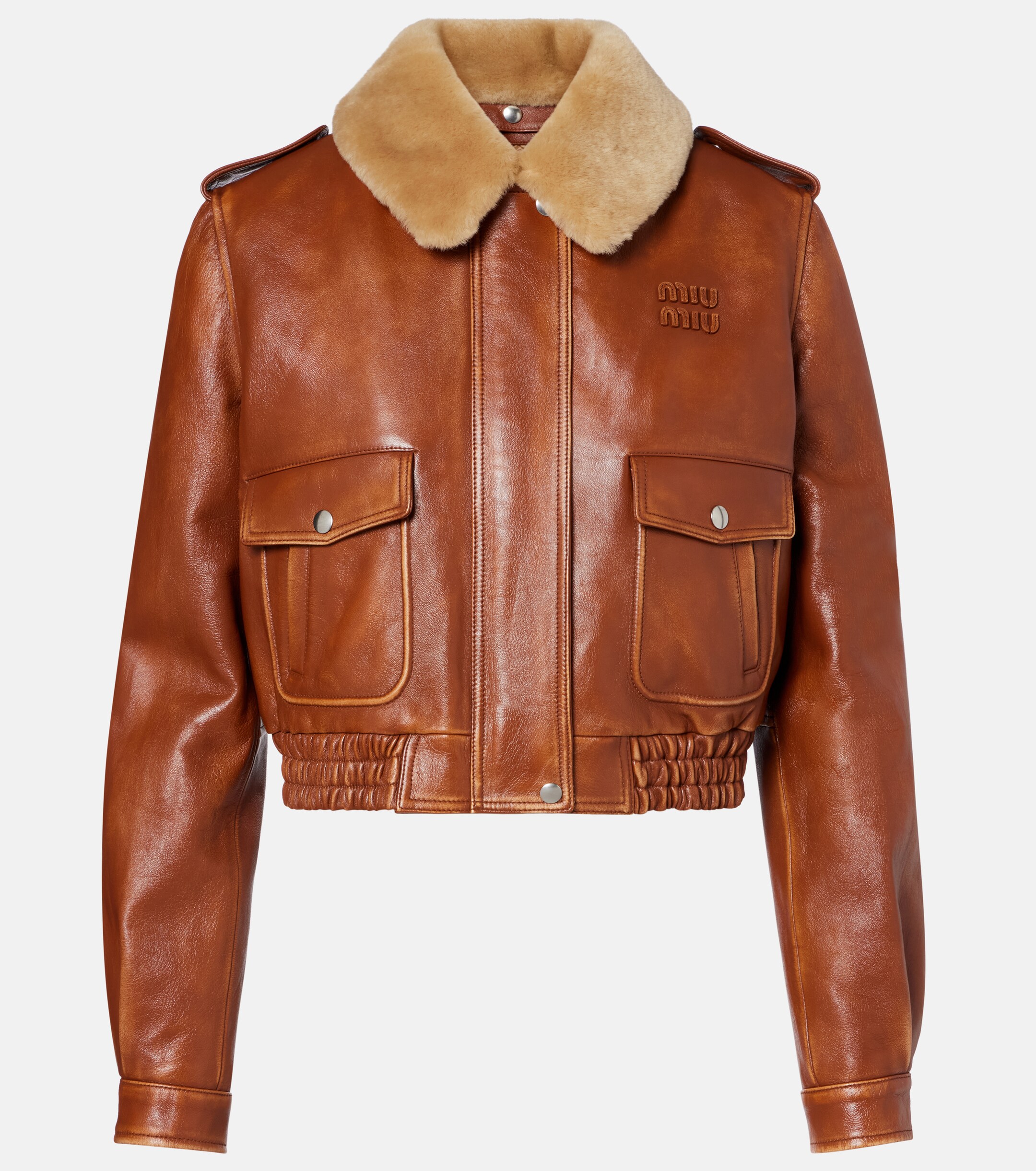 Miu Miu Shearling-trimmed leather jacket
