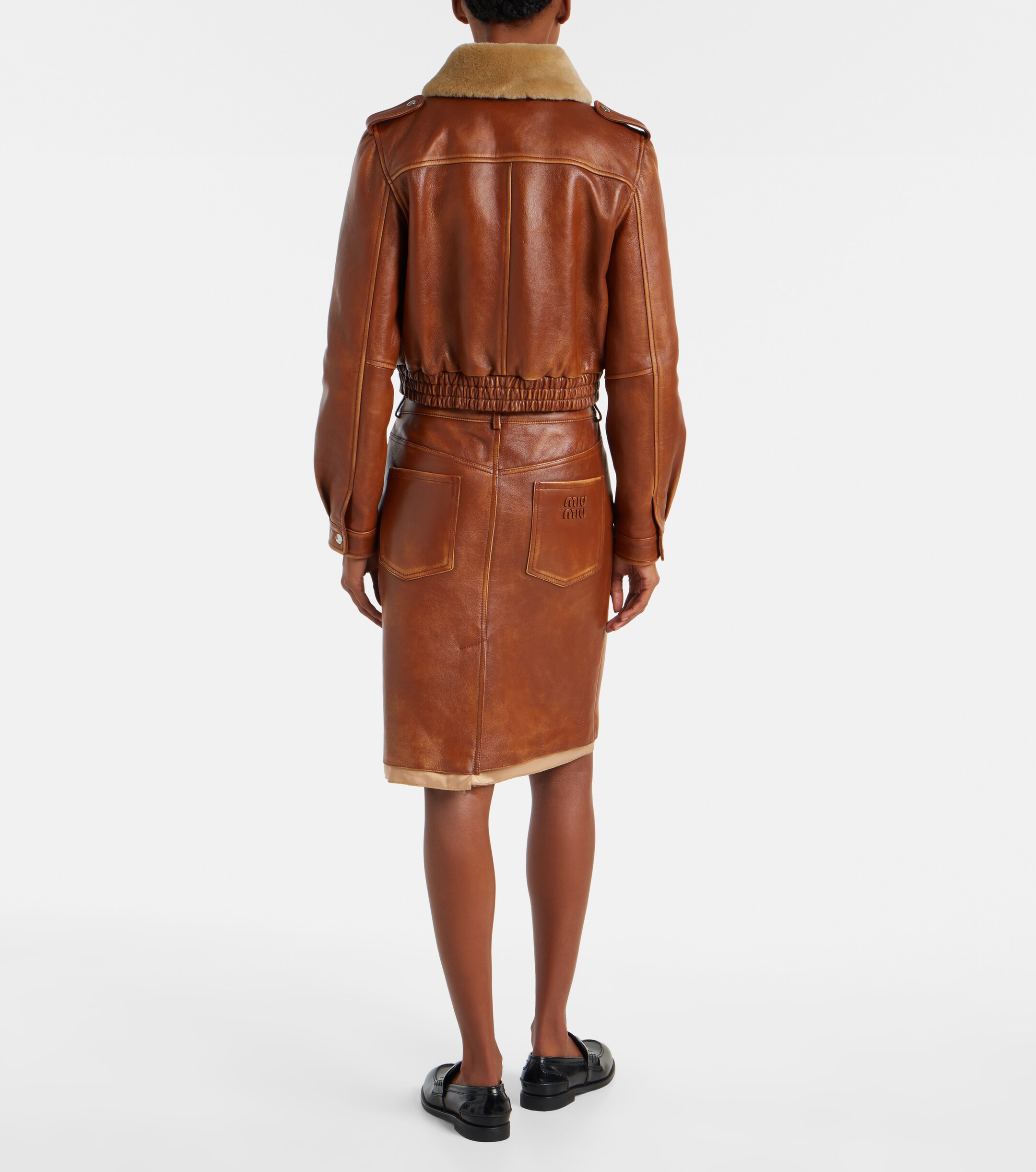 Miu Miu Shearling-trimmed leather jacket