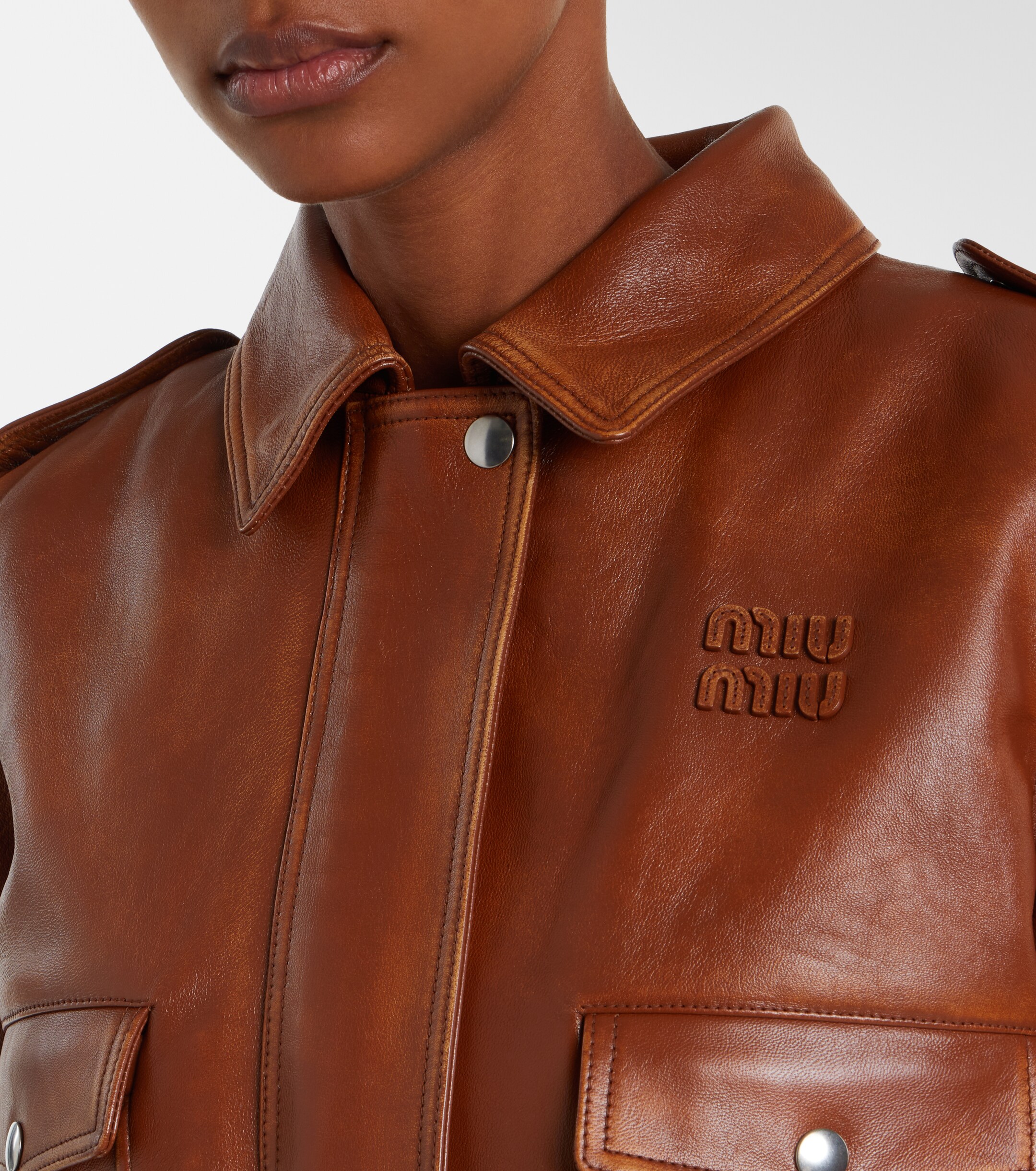 Miu Miu Shearling-trimmed leather jacket