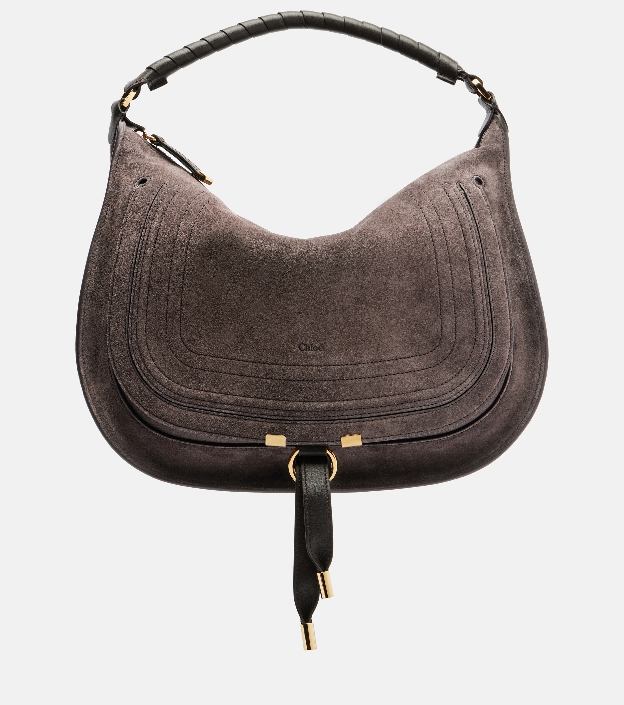 Chloé Marcie leather-trimmed suede shoulder bag