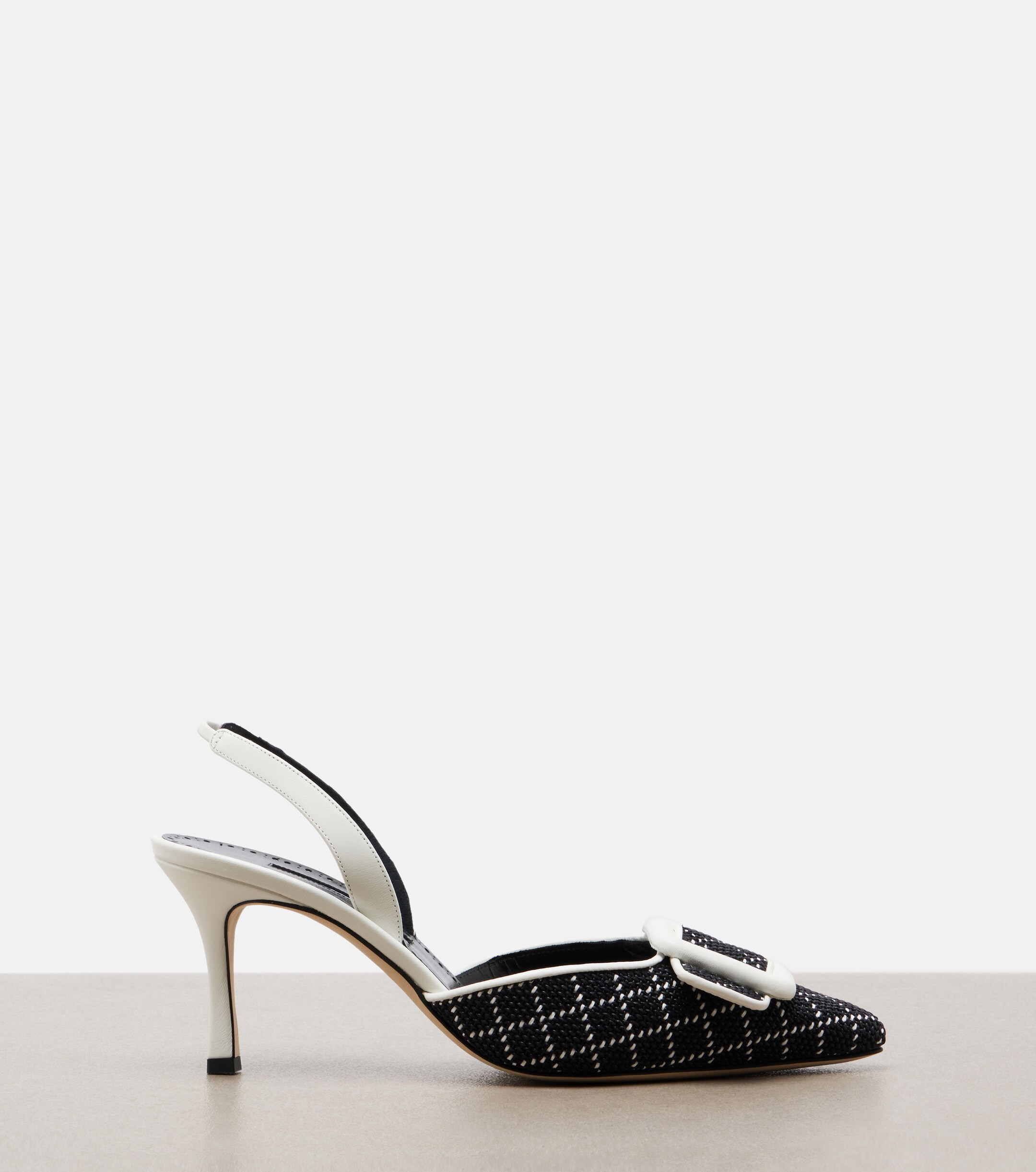 MANOLO BLAHNIK Manolo Blahnik Mayslibi raffia-effect slingback pumps