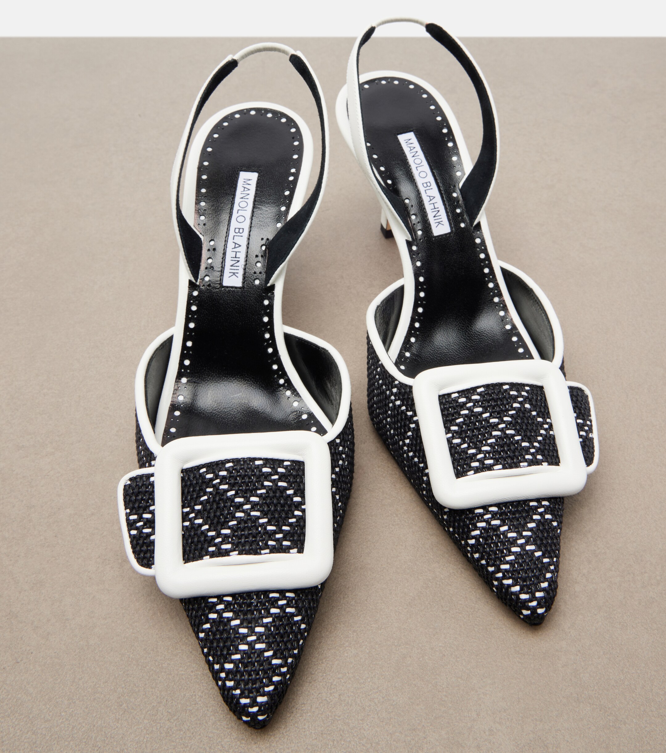 MANOLO BLAHNIK Manolo Blahnik Mayslibi raffia-effect slingback pumps