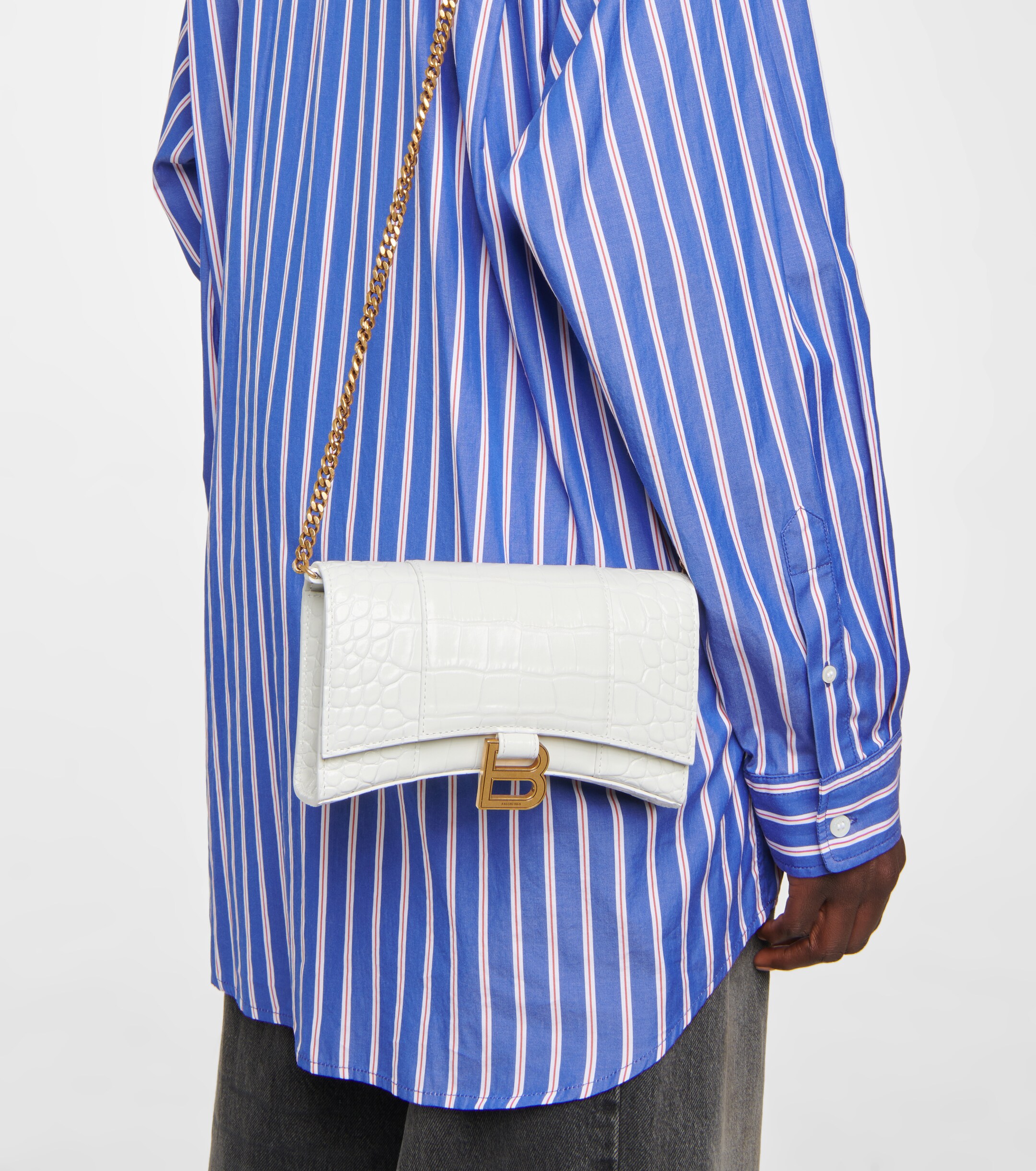 Balenciaga Hourglass leather wallet on chain