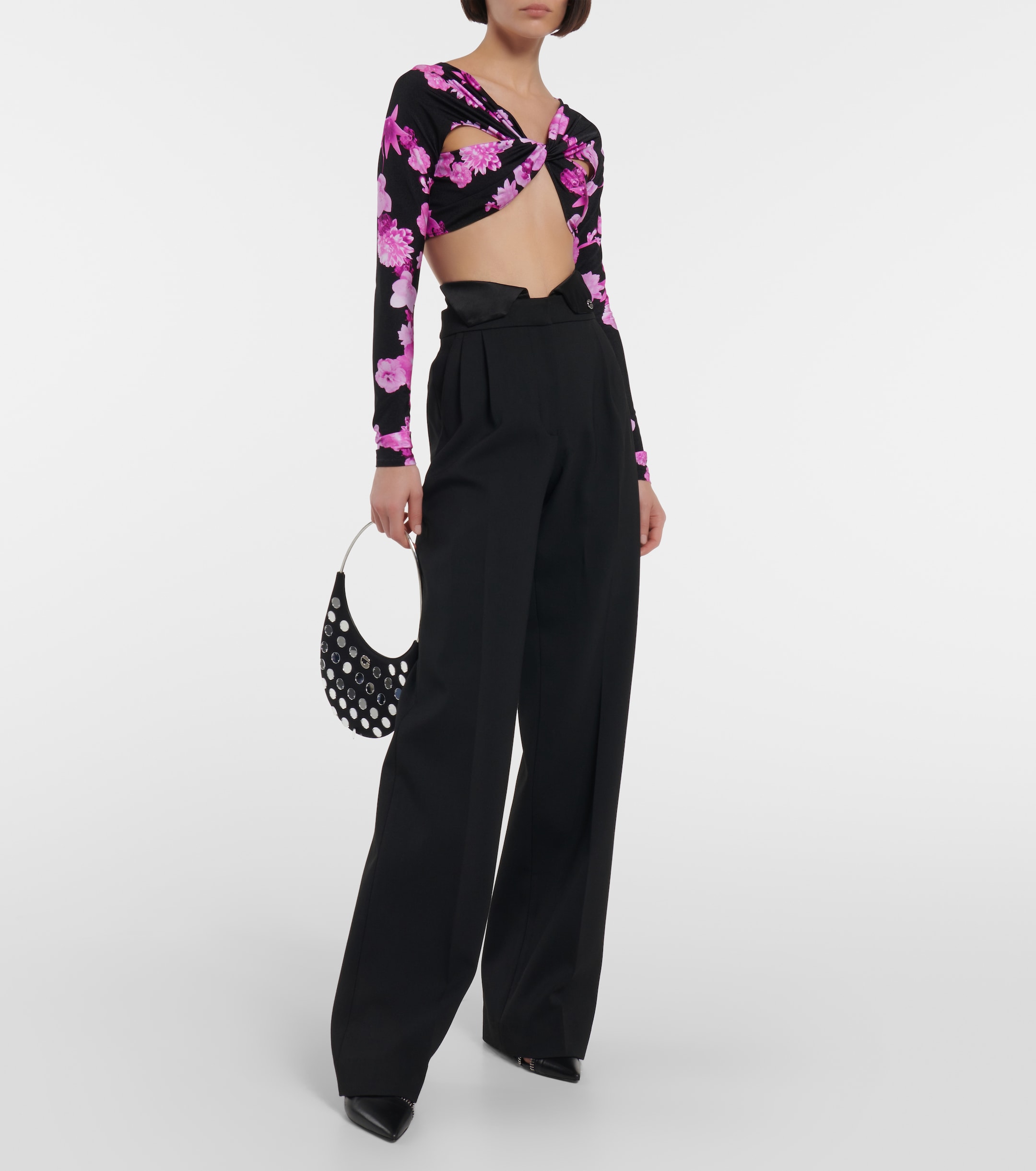 Coperni Floral cropped twisted jersey top