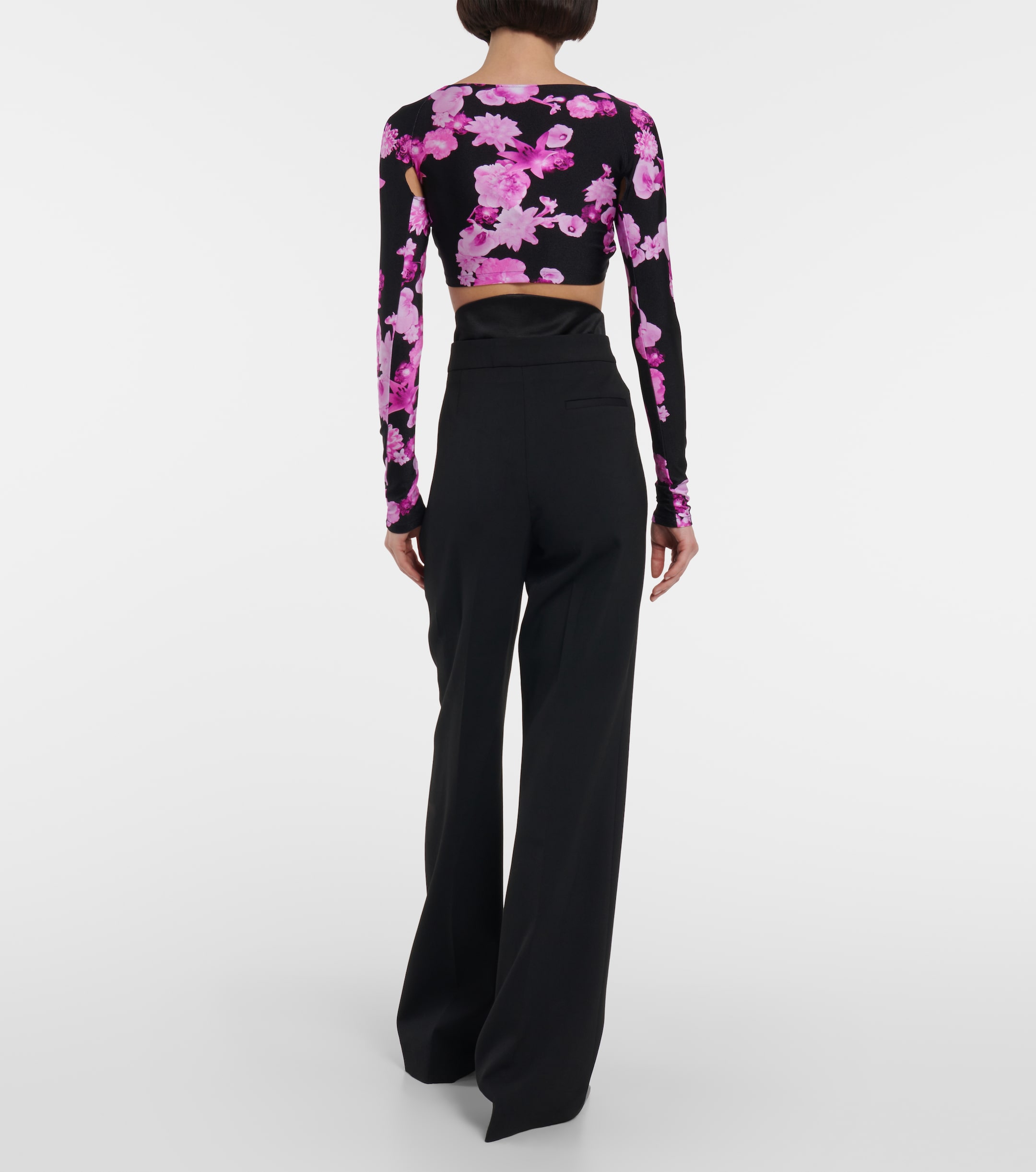 Coperni Floral cropped twisted jersey top