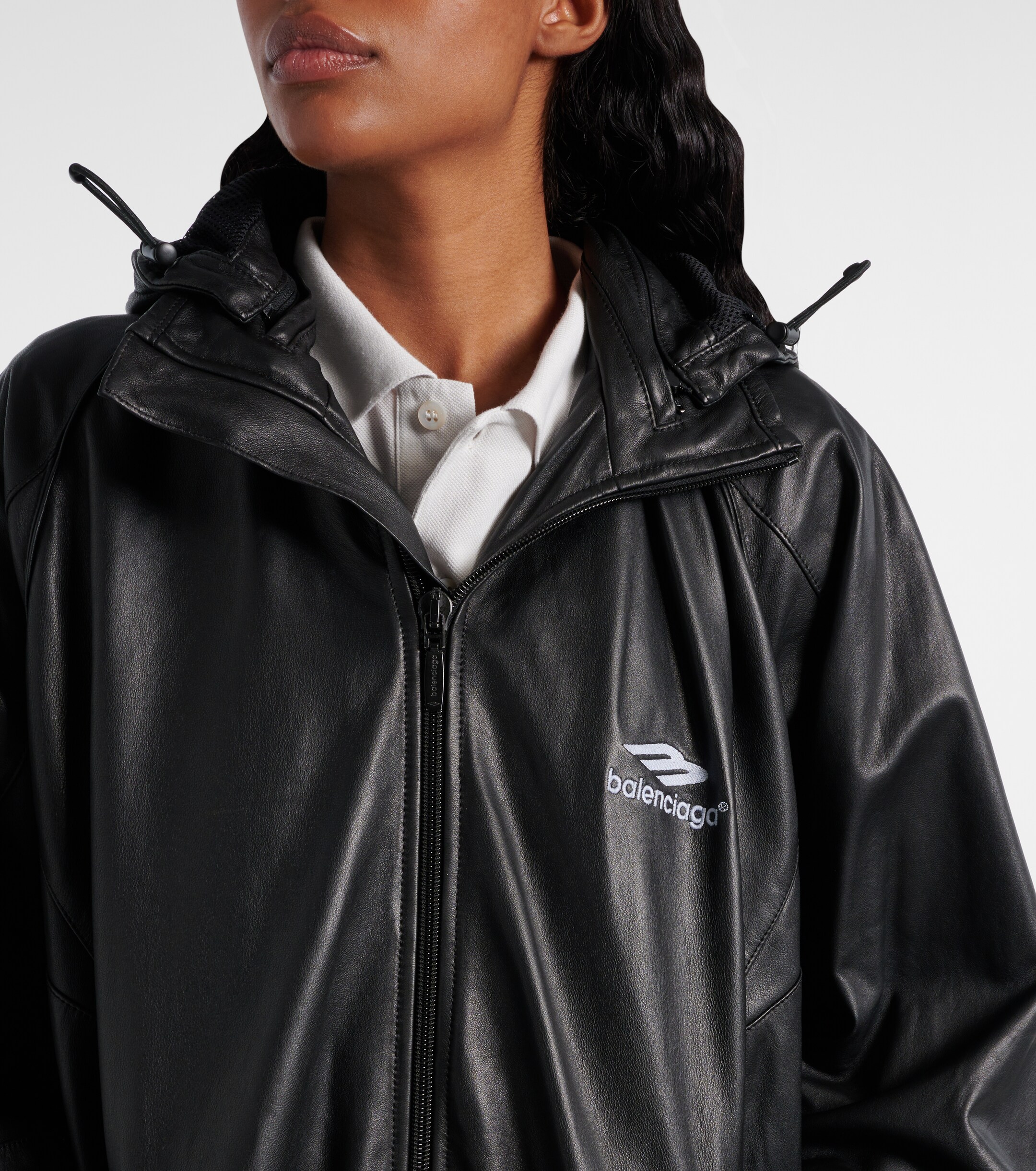 Balenciaga 3B Sports Icon leather track jacket