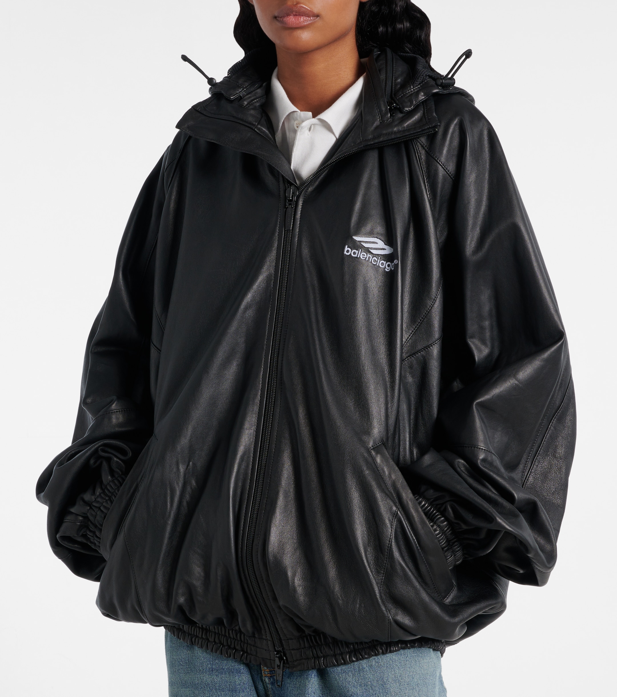 Balenciaga 3B Sports Icon leather track jacket