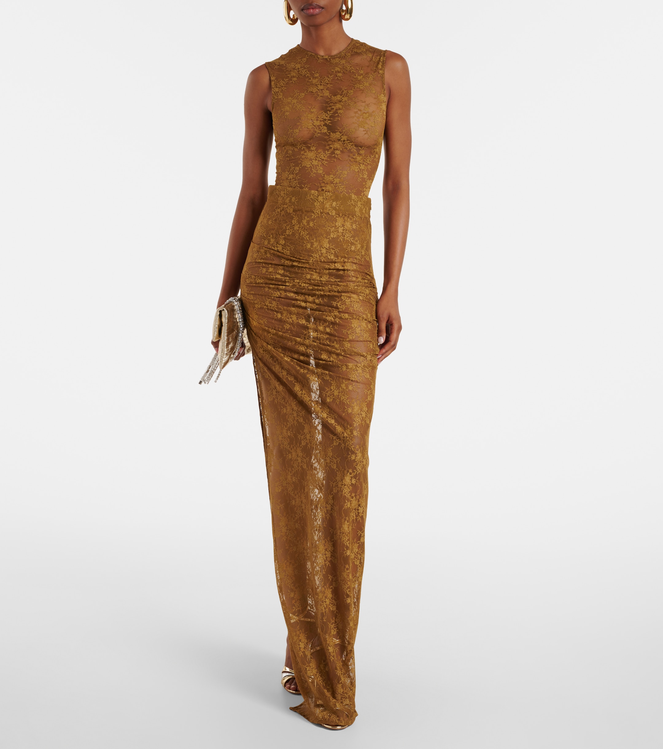 Alex Perry Floral sheer lace skirt