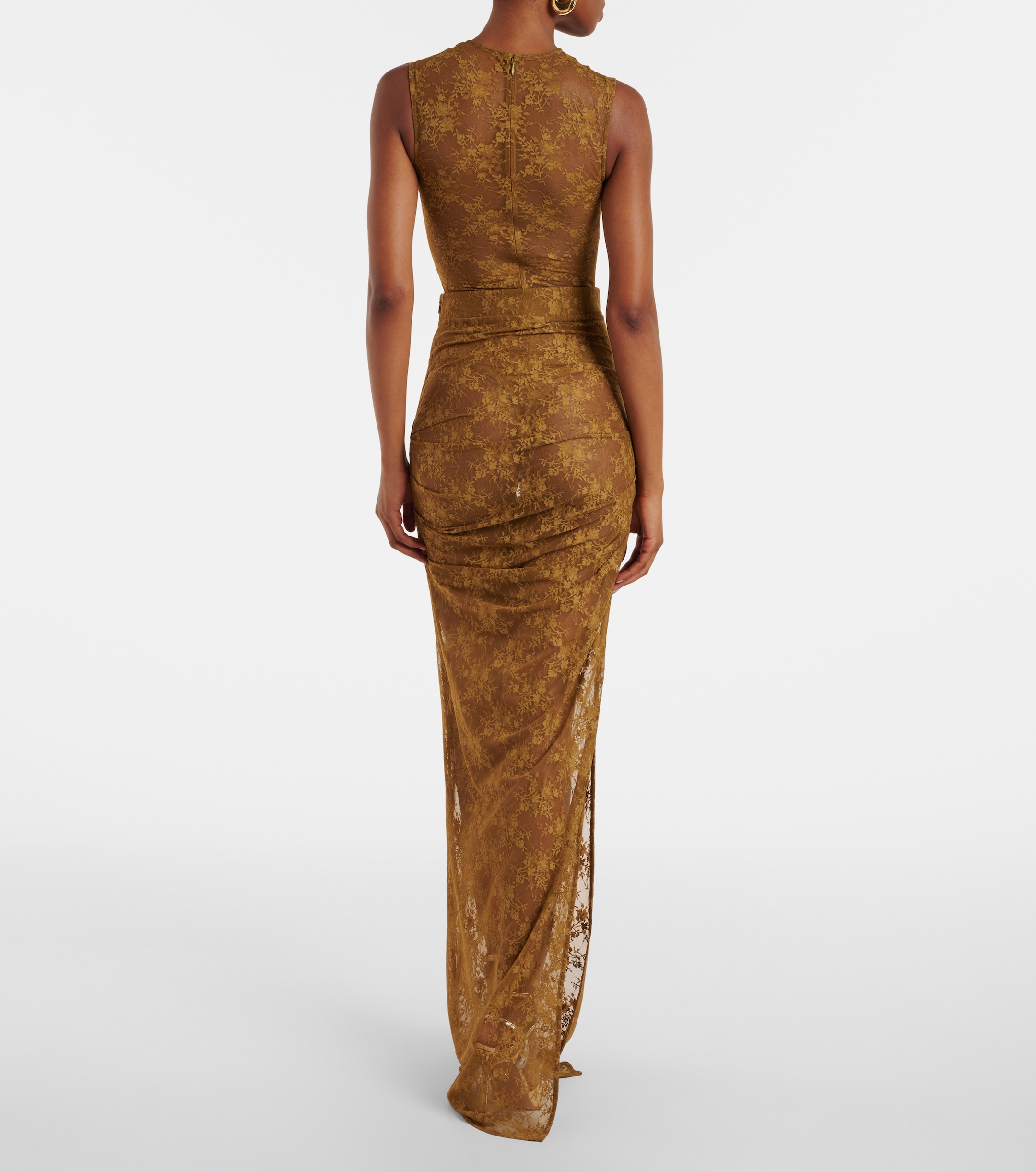 Alex Perry Floral sheer lace skirt