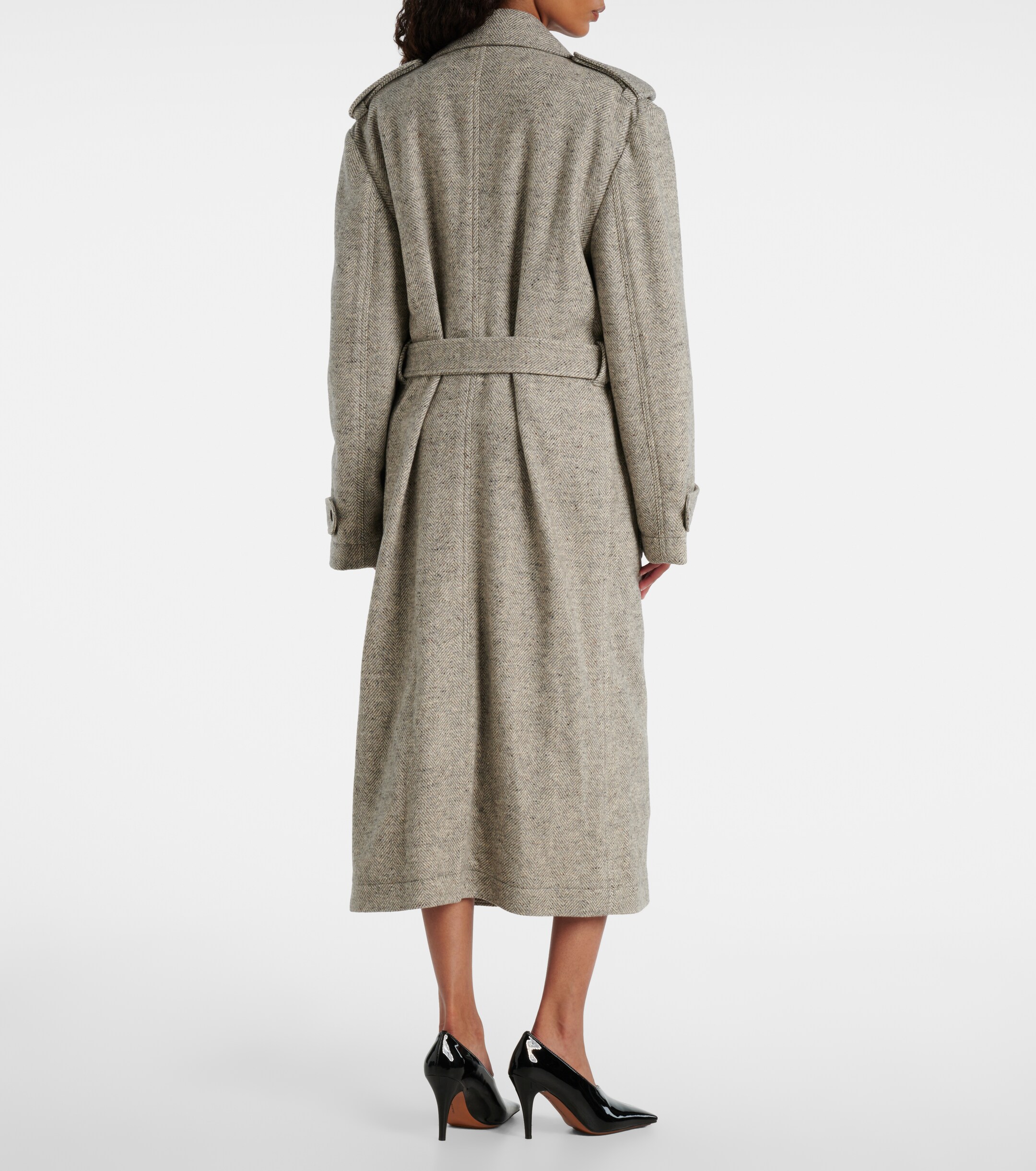 Stella McCartney Herringbone wool and silk trench coat