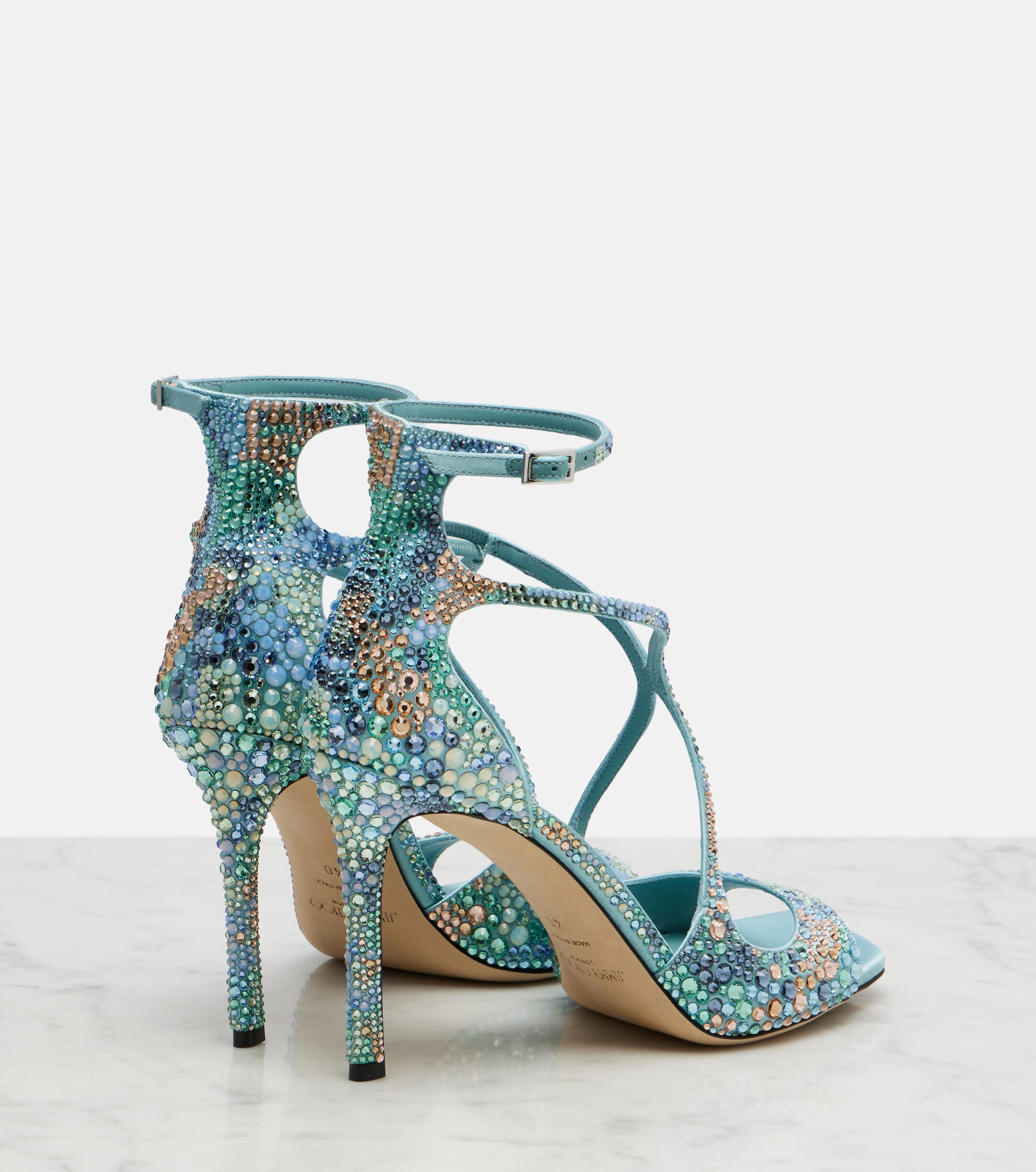 JIMMY CHOO Jimmy Choo Azia embellished satin sandals