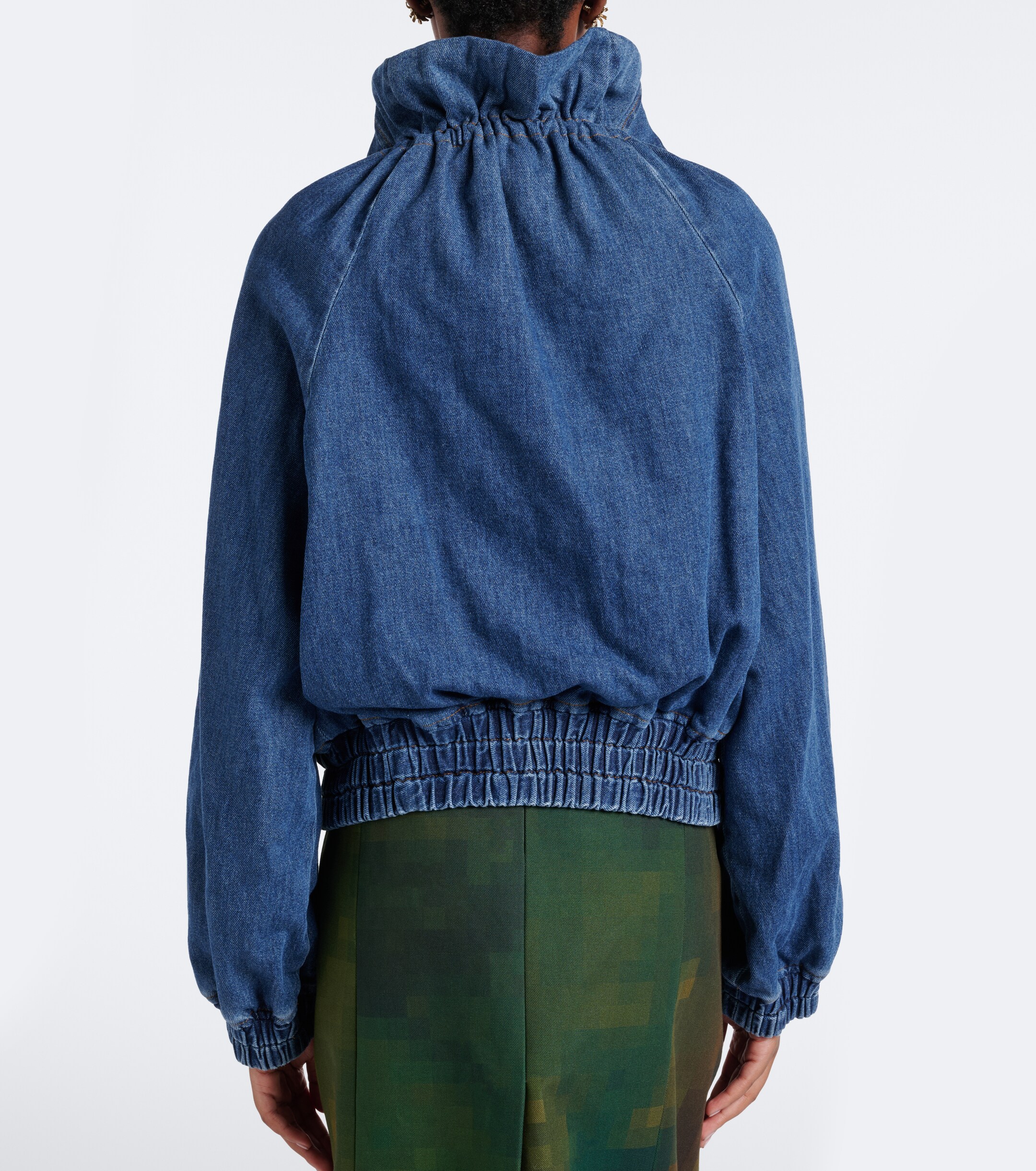 Dries Van Noten Dries Van Noten Checked ruffled denim jacket