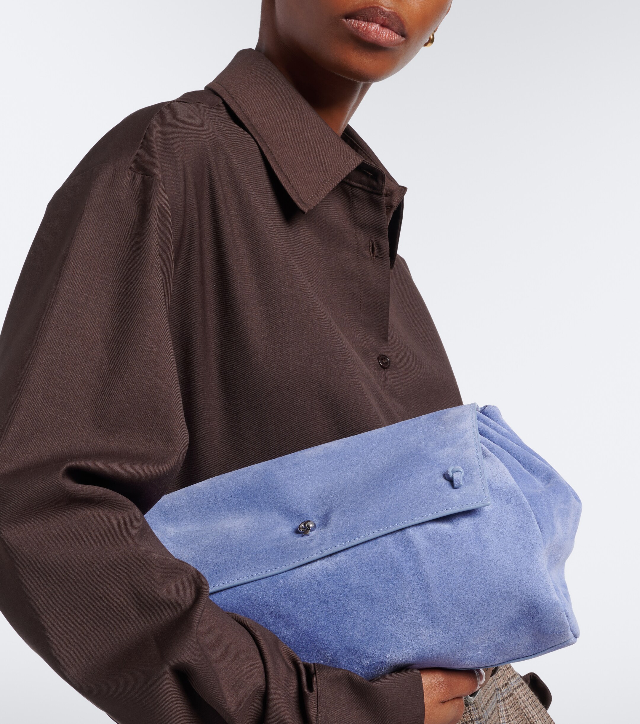 Staud Staud CY Medium suede clutch