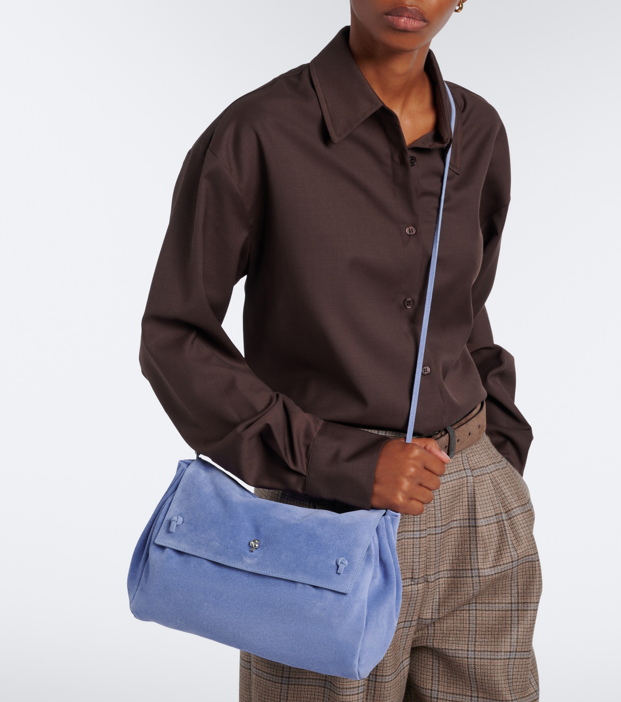 Staud Staud CY Medium suede clutch
