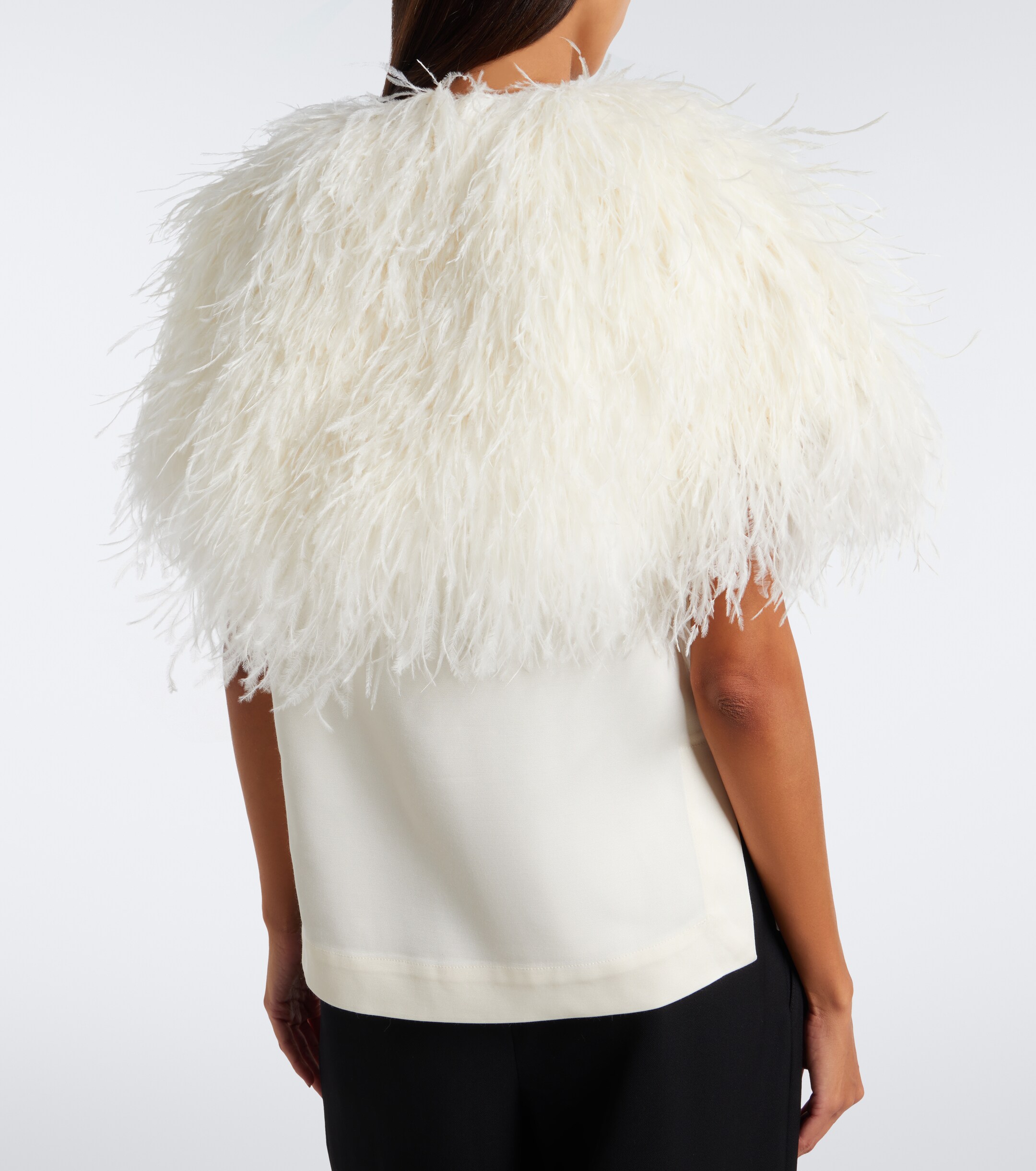 LOULOU DE SAISON Loulou de Saison Iona feather-trimmed top