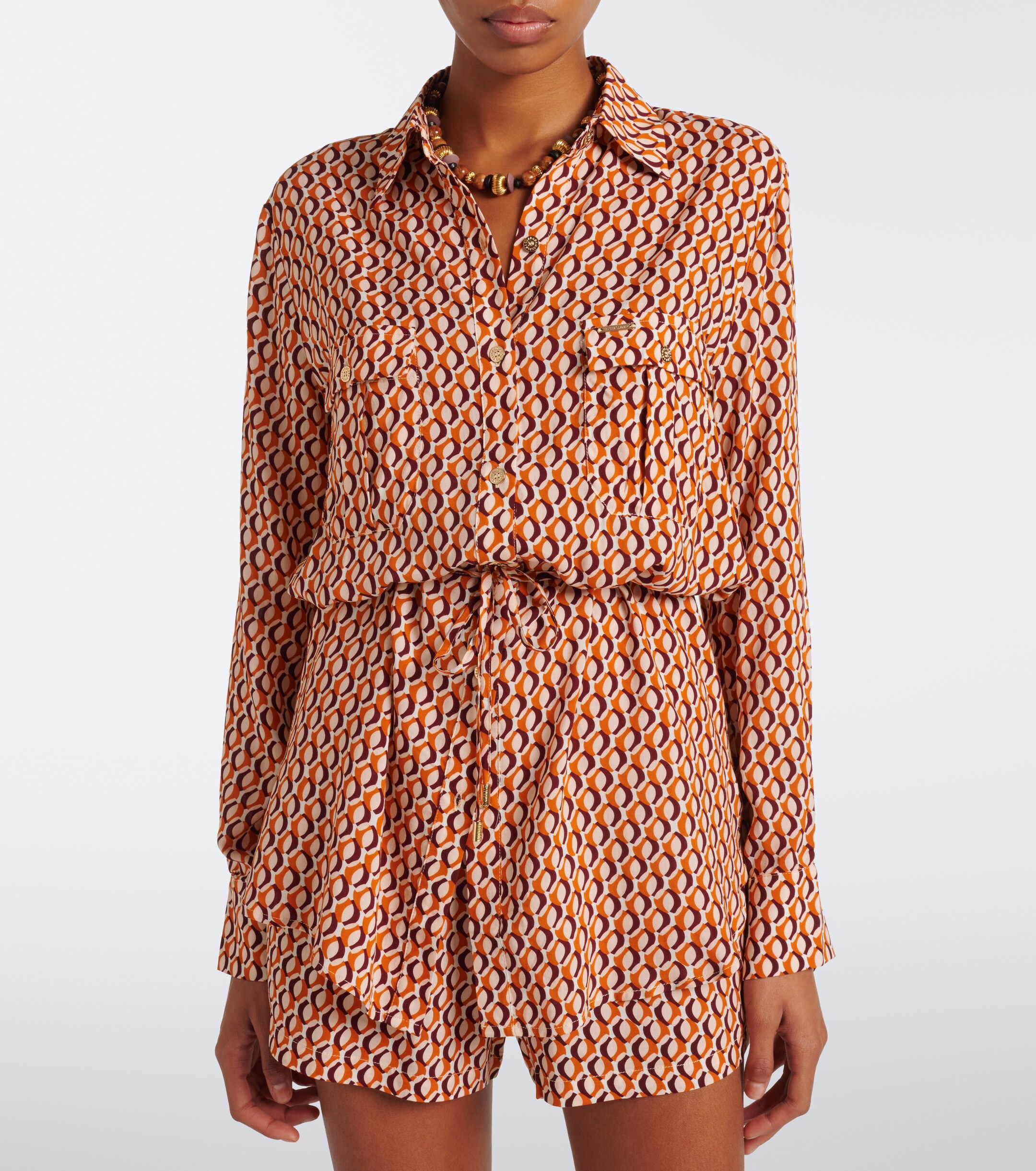 Melissa Odabash Melissa Odabash Ariel belted printed shirt