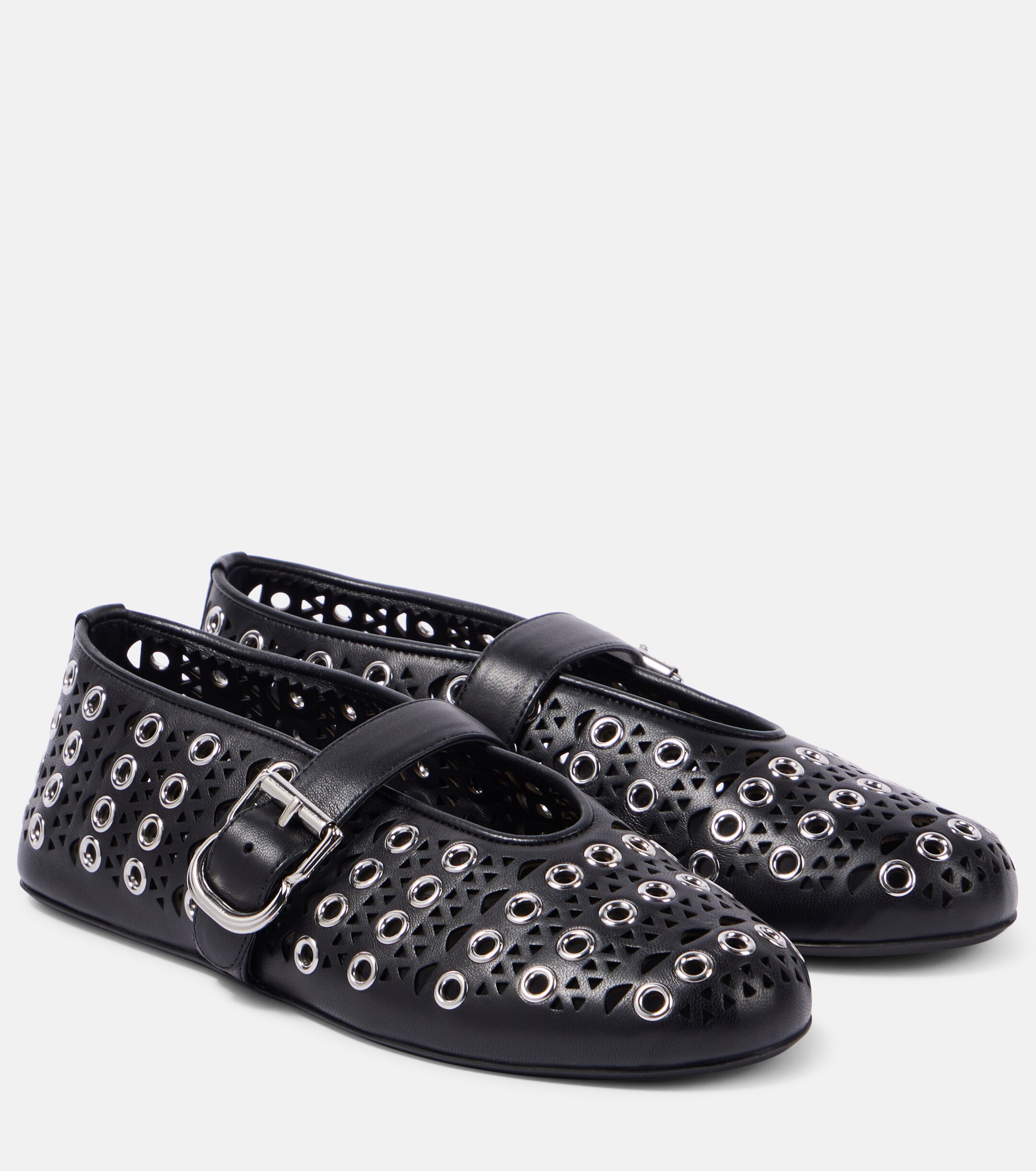 Alaïa Vienne embellished leather ballet flats