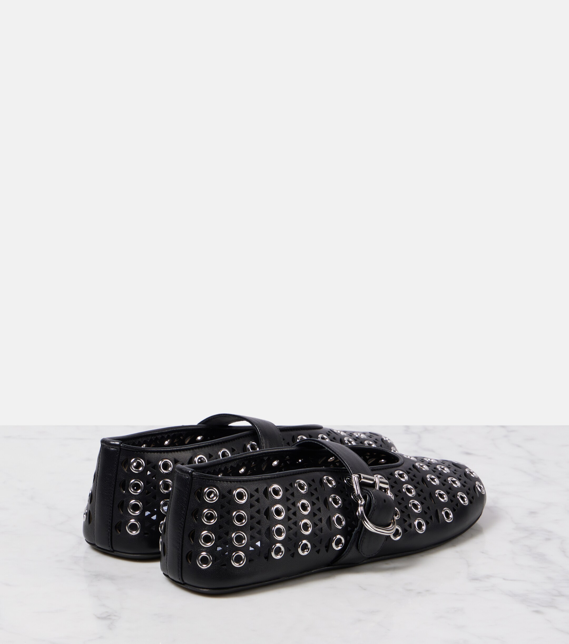 Alaïa Vienne embellished leather ballet flats