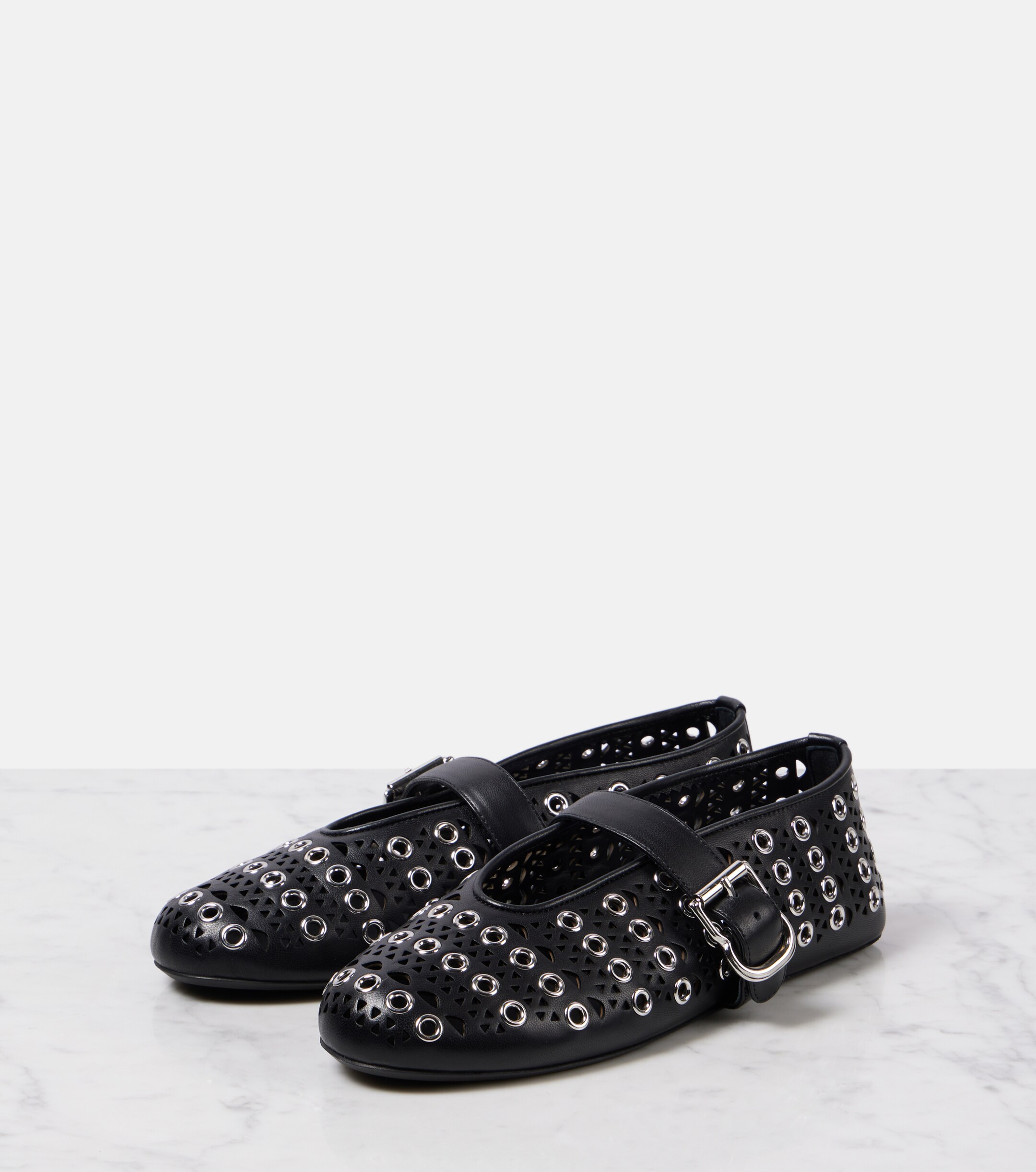 Alaïa Vienne embellished leather ballet flats