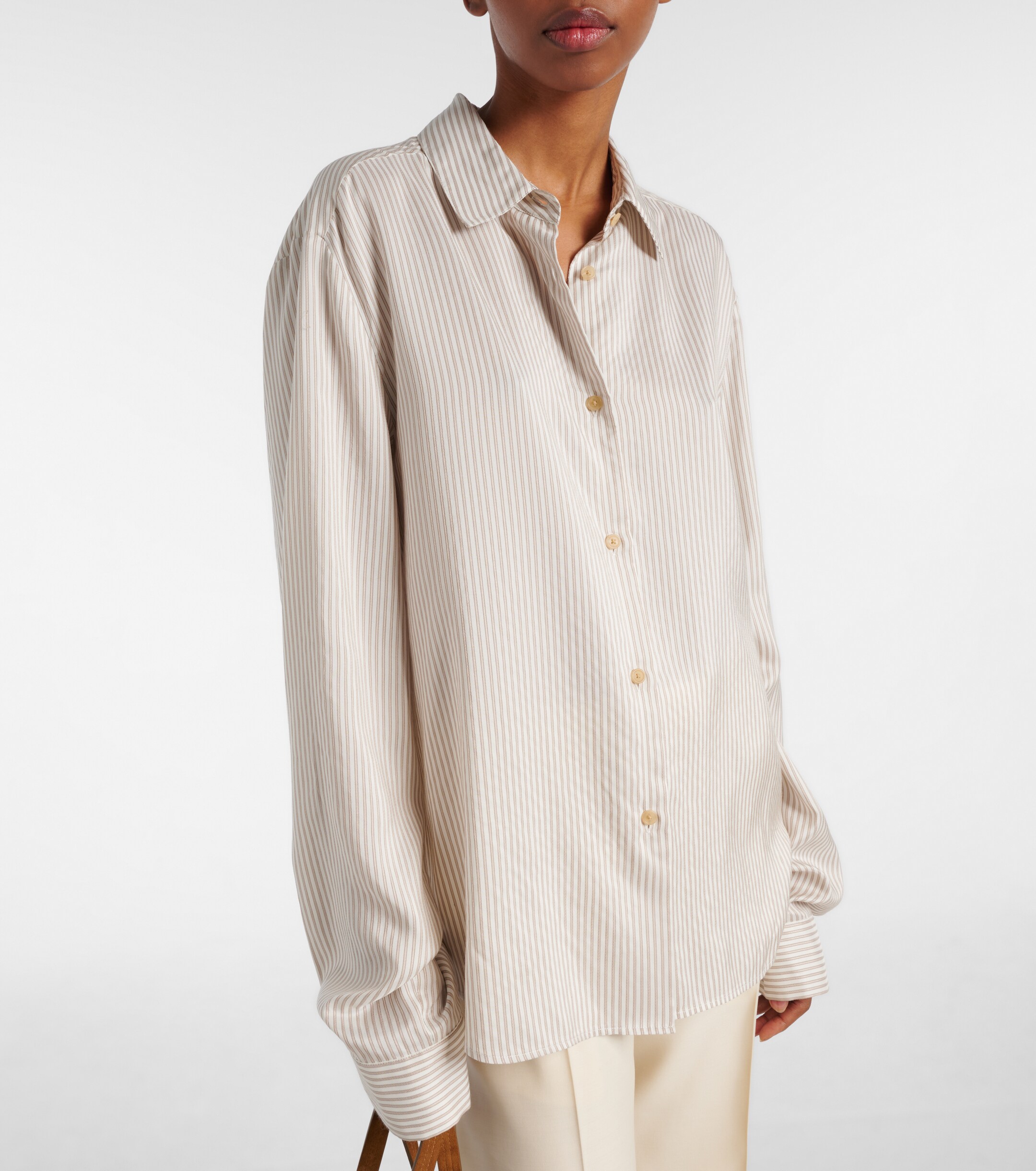 KHAITE Agro striped silk shirt