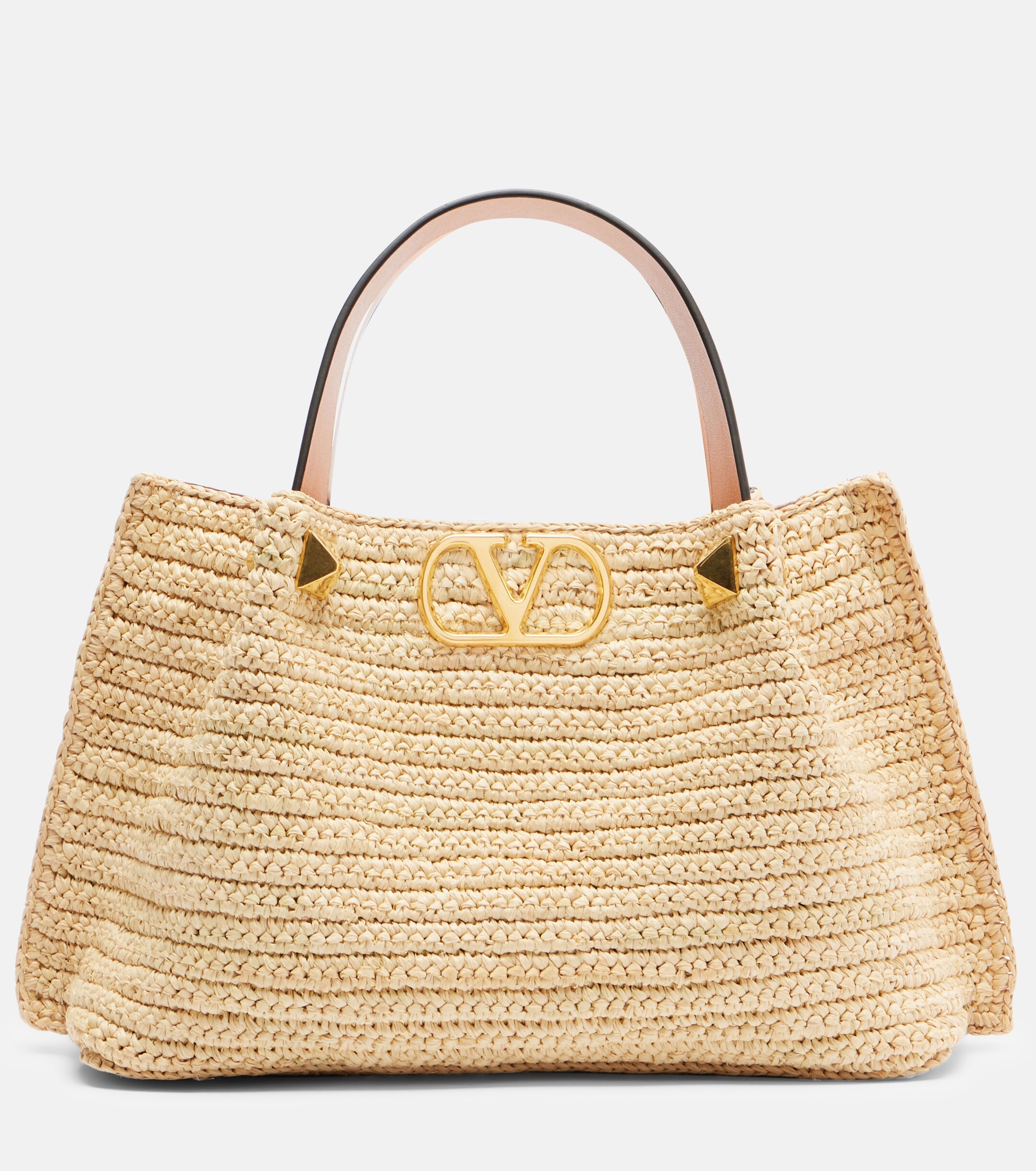 Valentino Garavani VLogo Small raffia top-handle bag