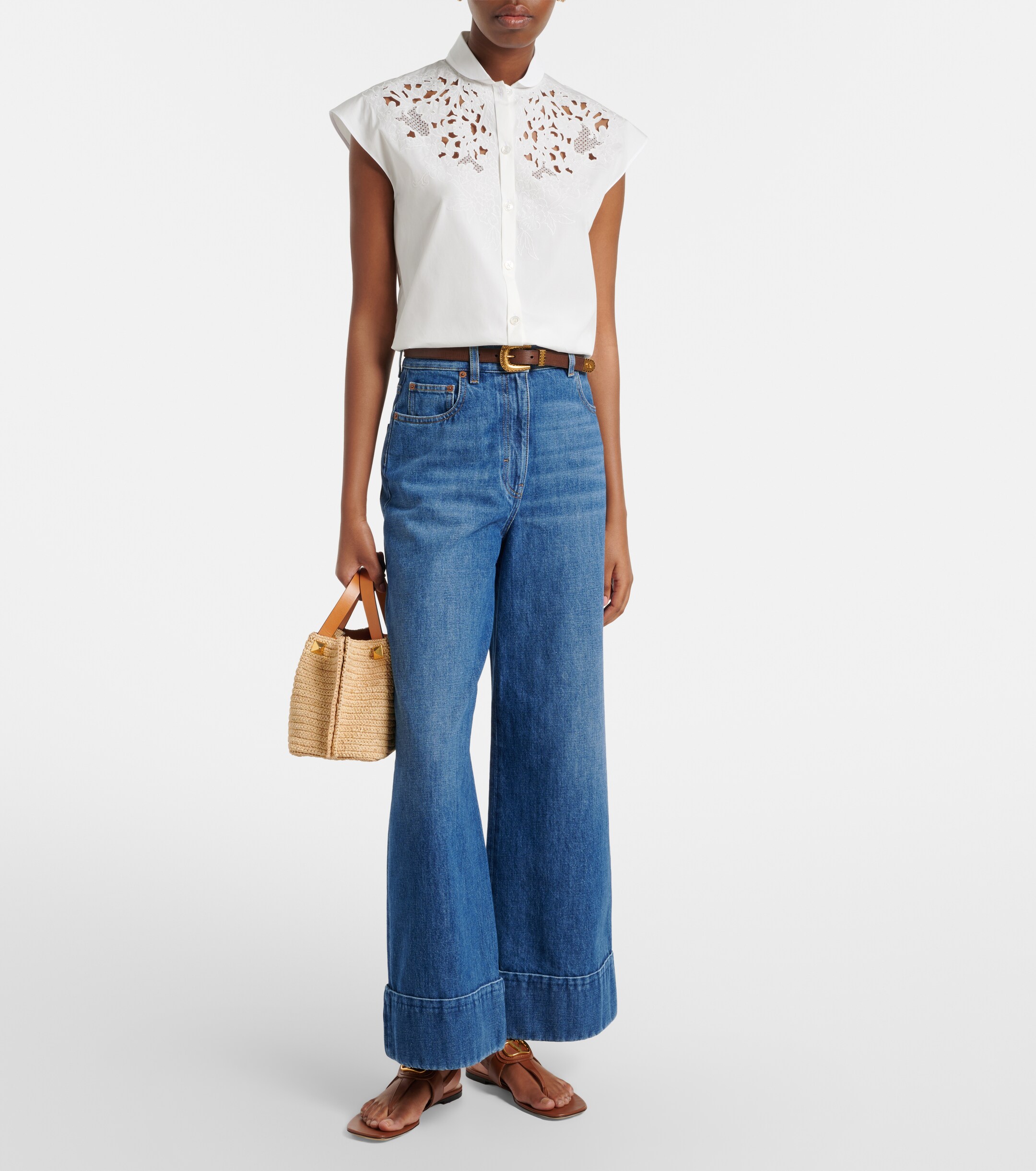 Valentino Garavani VLogo Small raffia top-handle bag thumbnail