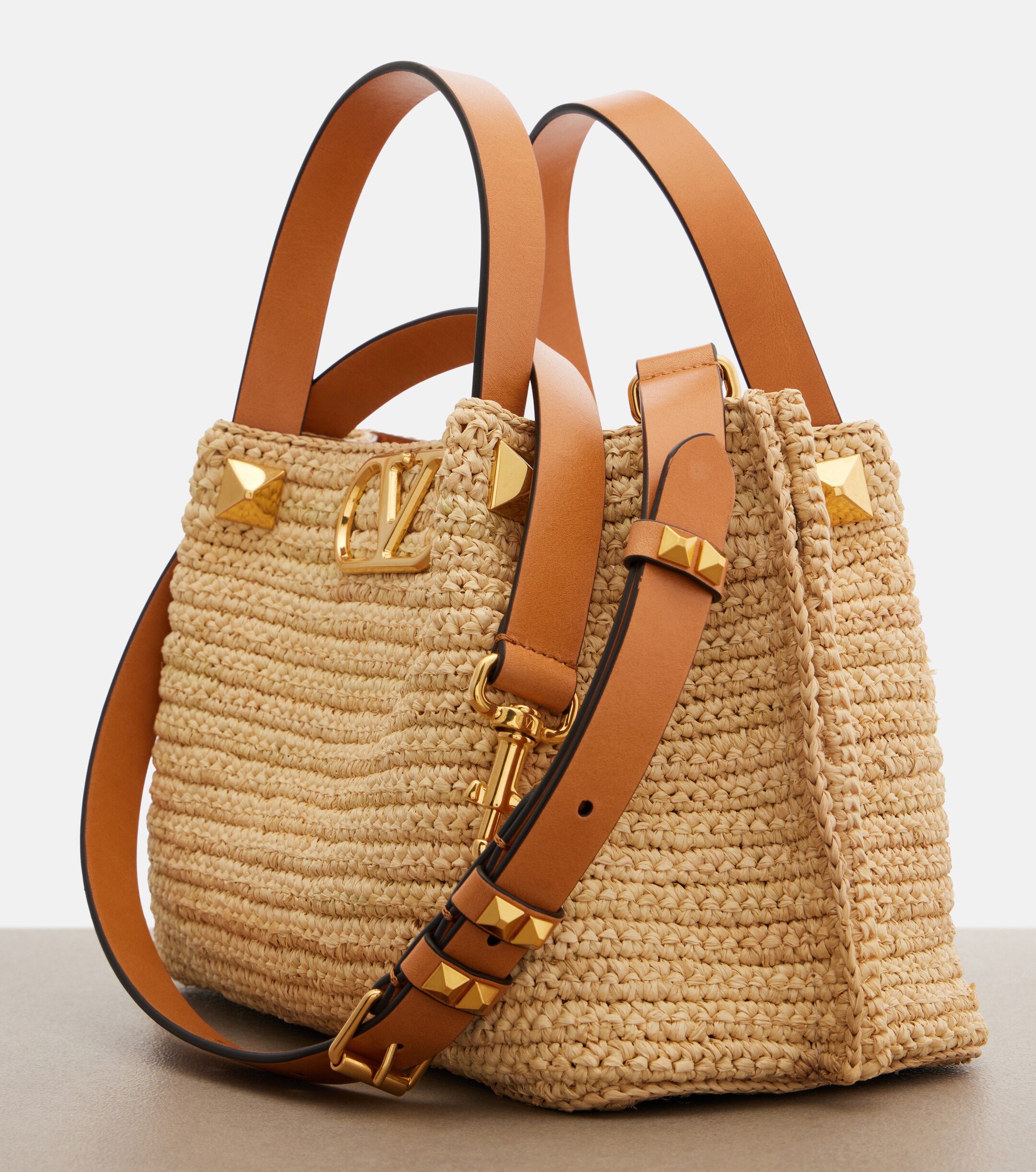 Valentino Garavani VLogo Small raffia top-handle bag thumbnail